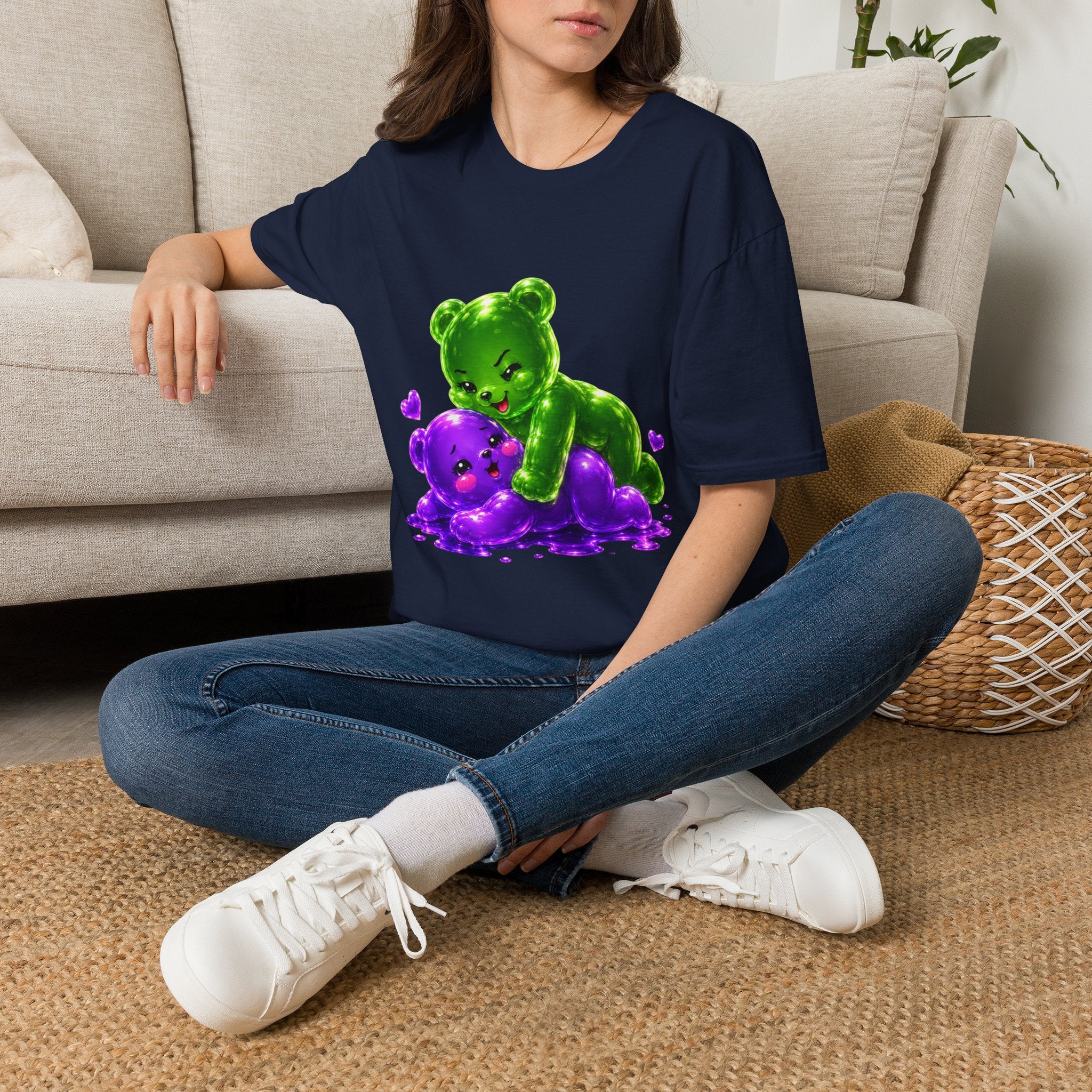 Wrestling Around, Special Neon Addition Oozy Bear Gummy Couple- Graphic Shirt (Adults Only)