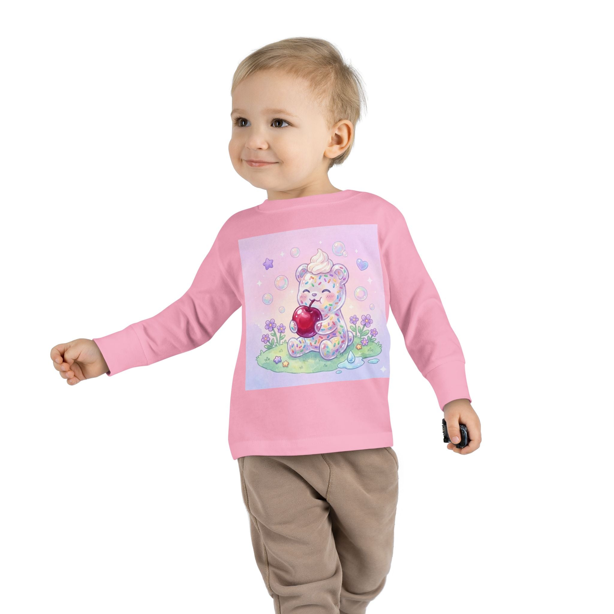 White Birthday Sprinkles with Cherry Snack, Oozy Bear Friend- Graphic Long Sleeve Shirt