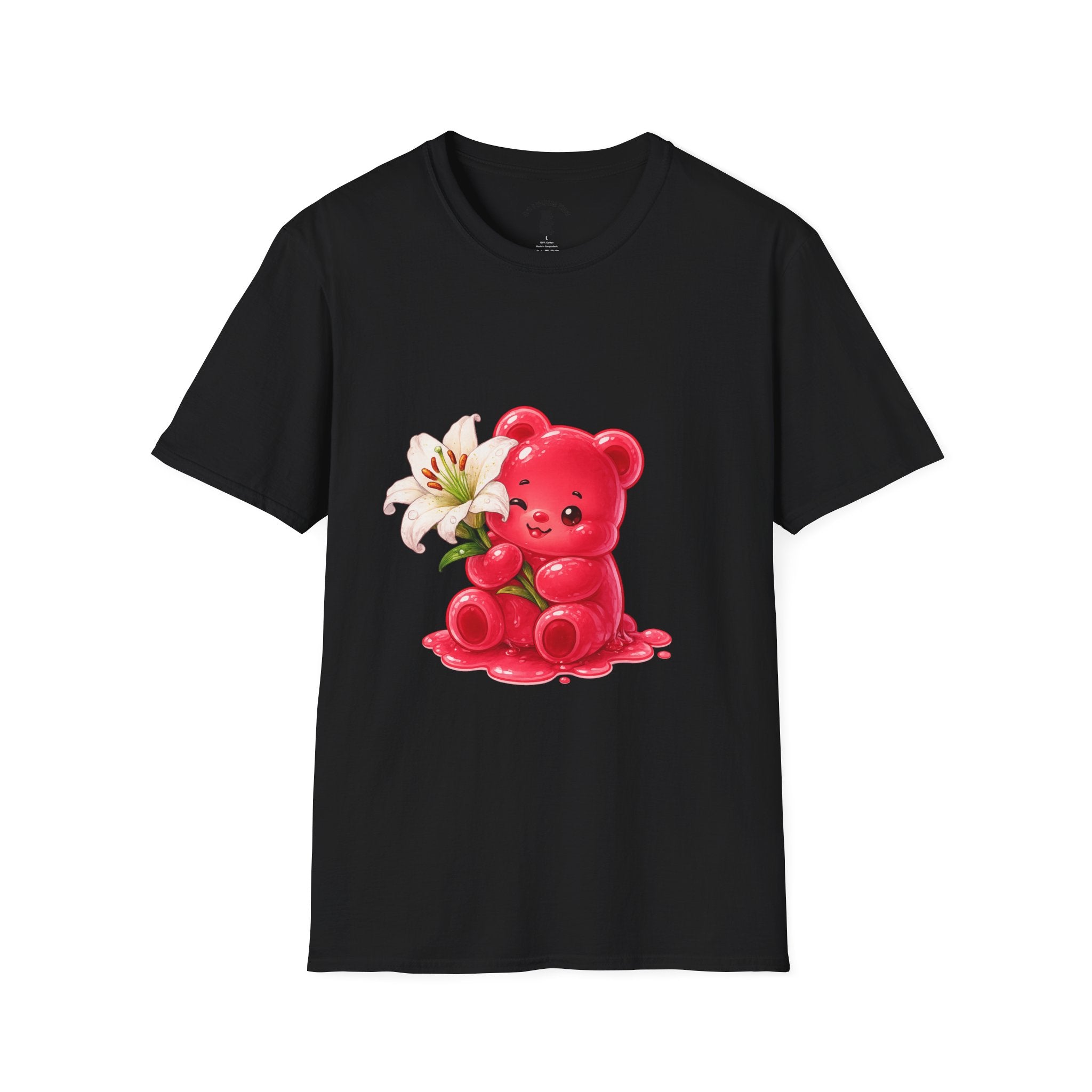White Casa Blanca Lily, Red Oozy Bear Special Flower Edition- Graphic Shirt