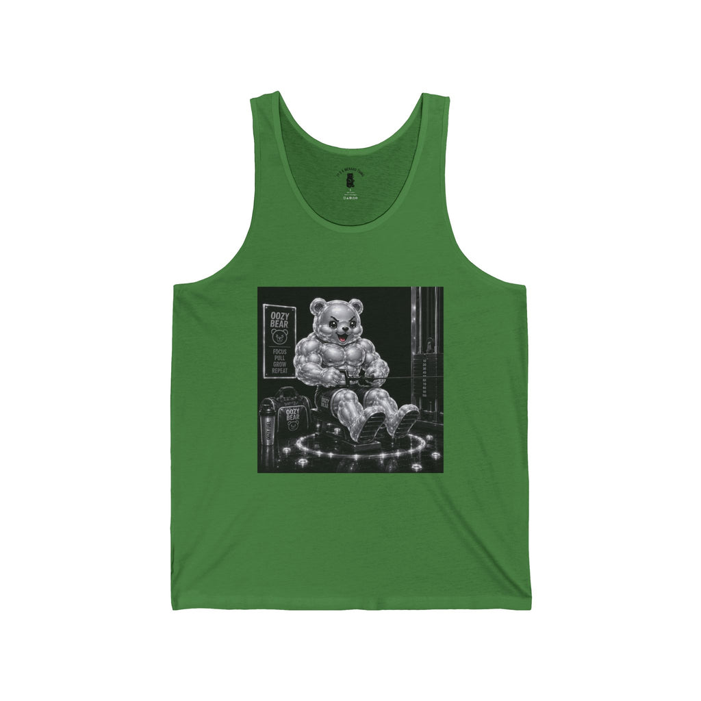 Bench Workout, Silver Oozy Buff Bear Gummy Gym Addition- Adult Graphic Shirt