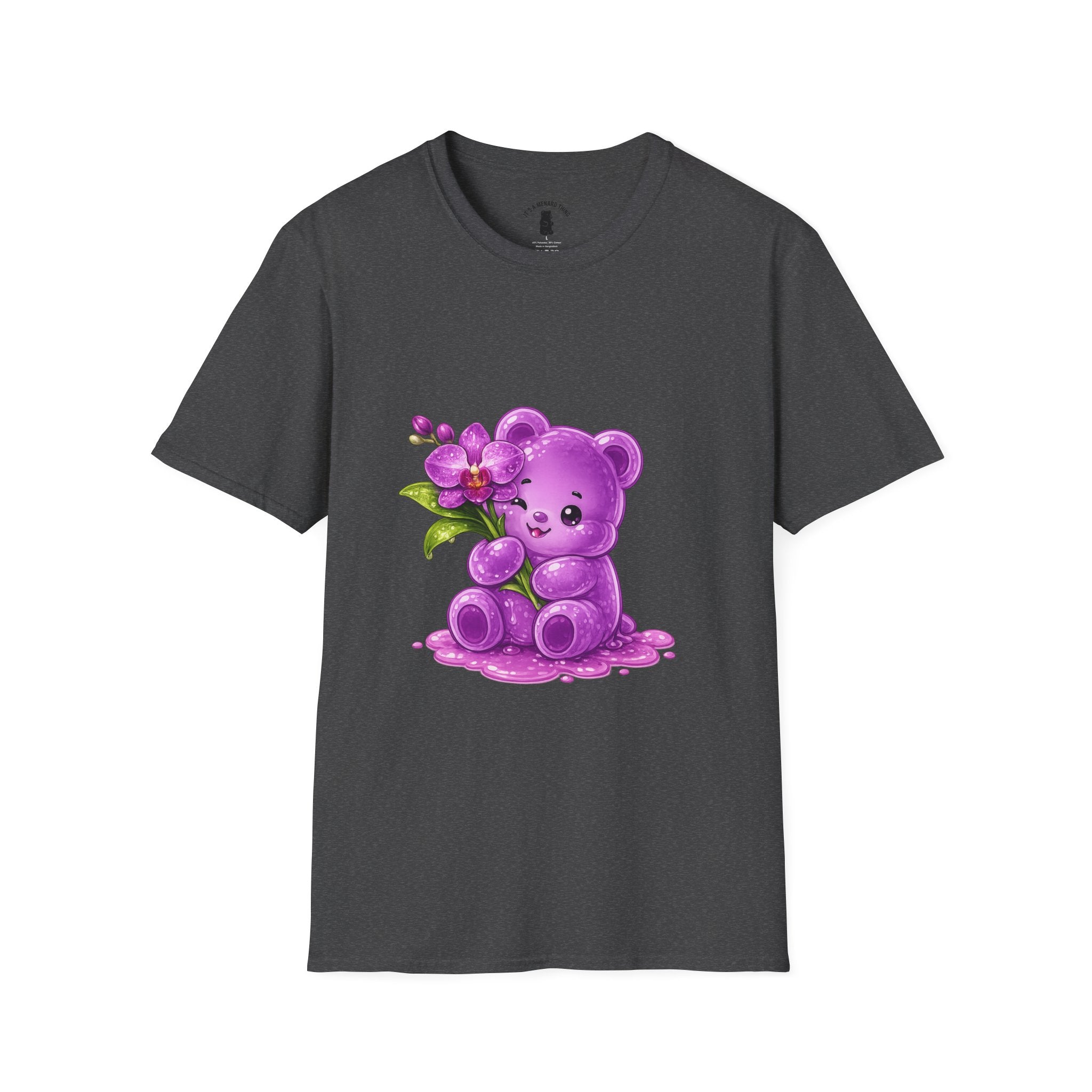 Beautiful Orchid, Purple Oozy Bear Floral Special Gummy Friend- Graphic Shirt