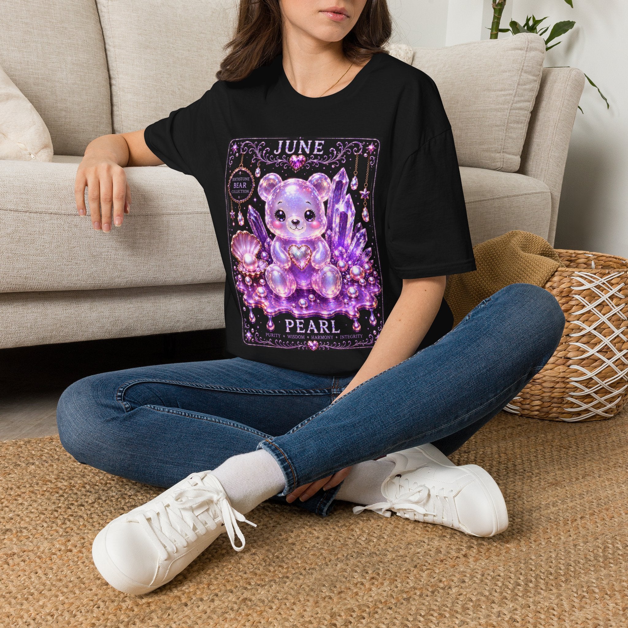 June Birthstone Pearl Crystal Oozy Bears Special Addition- Graphic Shirt