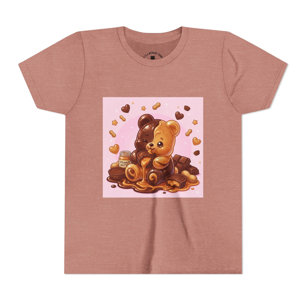 Kids Chocolate & Peanut Butter candy Gooey Gummy Youth Short Sleeve Shirt