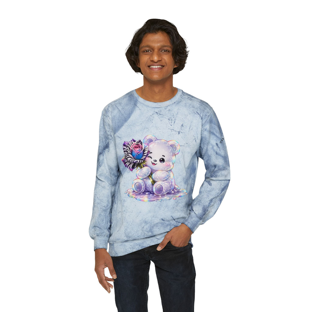 Illustration Pretty Rose, White prism Gooey Gummy Bear-Kawaii Graphic Sweatshirt