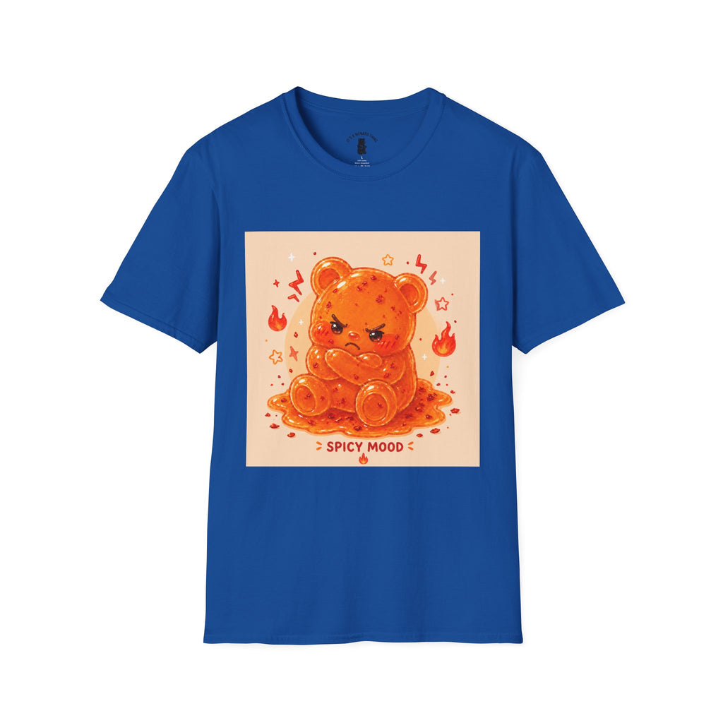 'Spicy Mood' Gooey Gummy Bear T-Shirt —Fiery Kawaii Graphic Tee