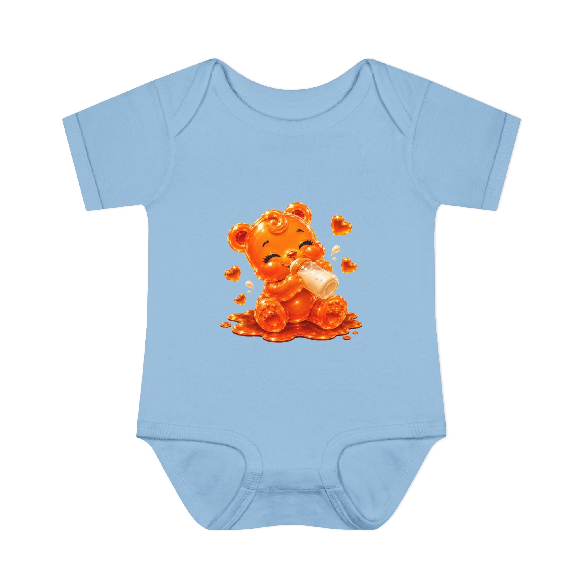 Yummy, Yummy Milk Time Orange Oozy Baby Gummy Bear Cutie Addition- Graphic Onesie
