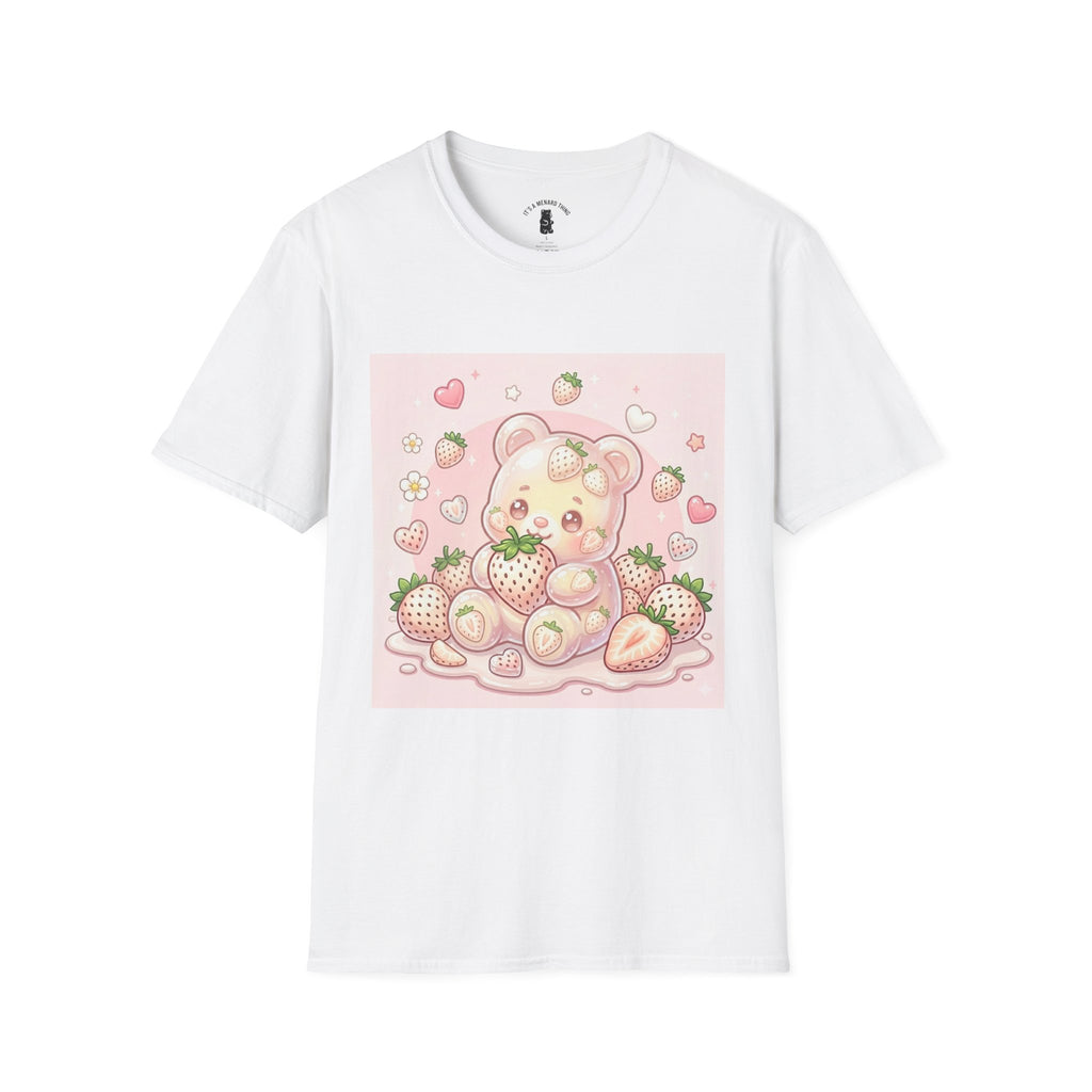 Exotic White Strawberry Oozy Bear Friend — Kawaii Fruit Design