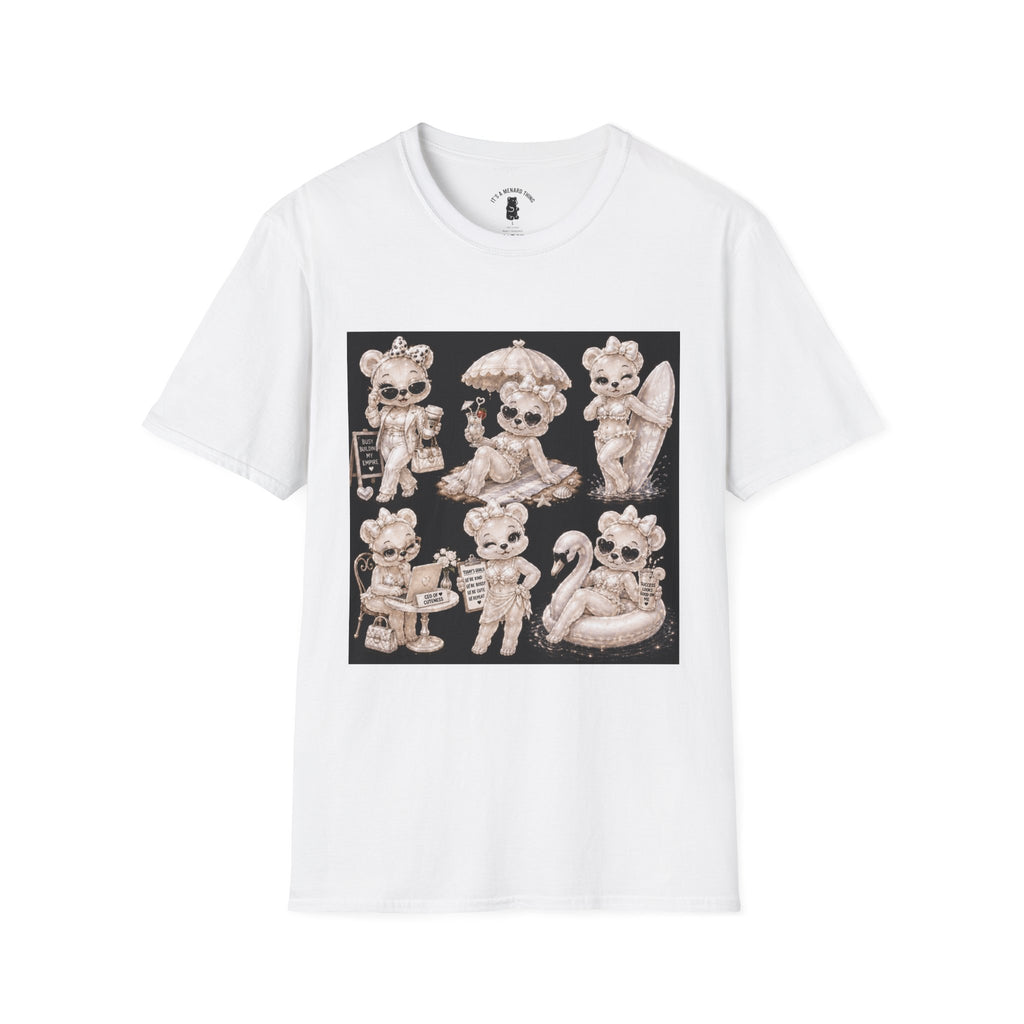 Vintage Kawaii Retro Oozy Bear, Beach Babe Pin Up- Adult Graphic Shirt (18+)