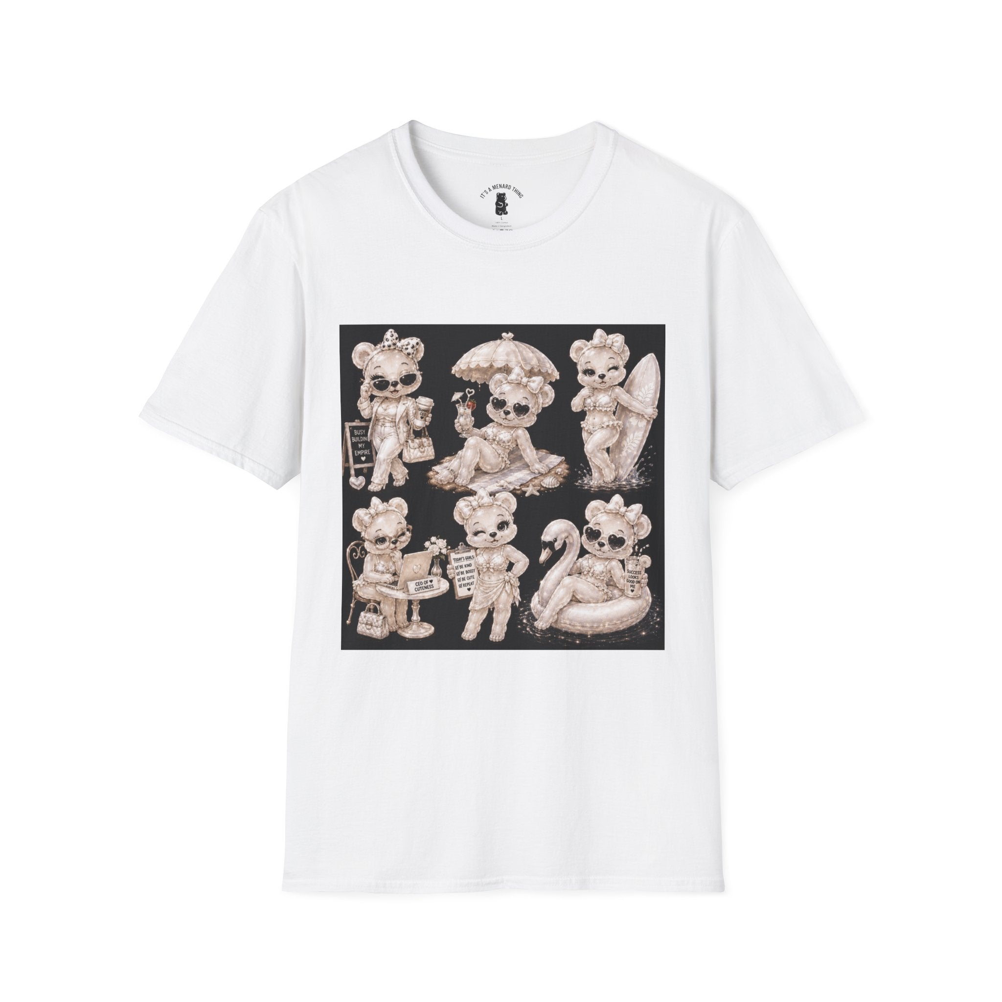Vintage Kawaii Retro Oozy Bear, Beach Babe Pin Up- Adult Graphic Shirt (18+)