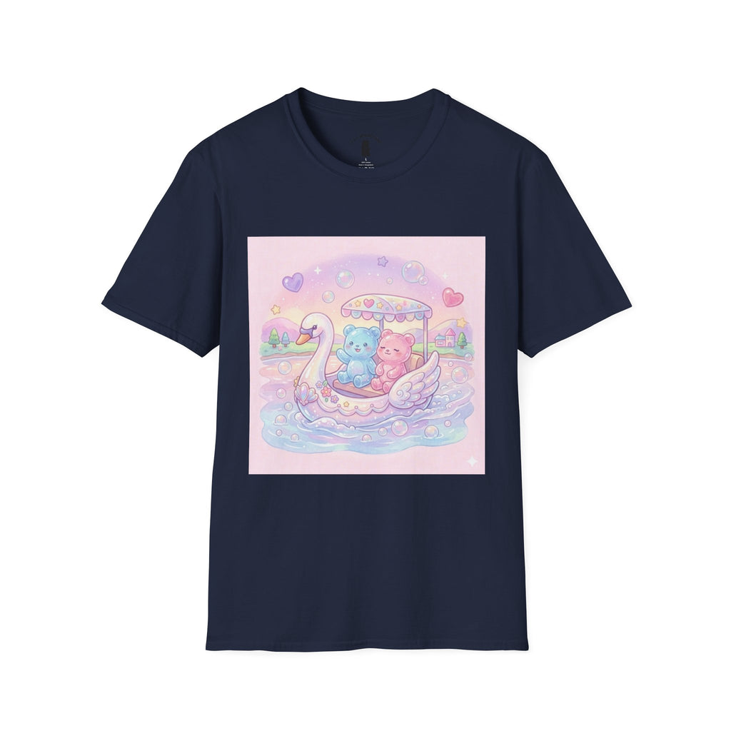 Romantic Swan Boat Ride, Gooey Gummy Friends— Kawaii Graphic T-Shirt