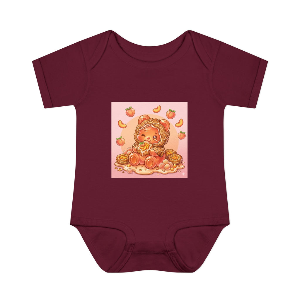 Peach Danish Gooey Gummy Bear in Puff Pasterie PJs Baby Onesie