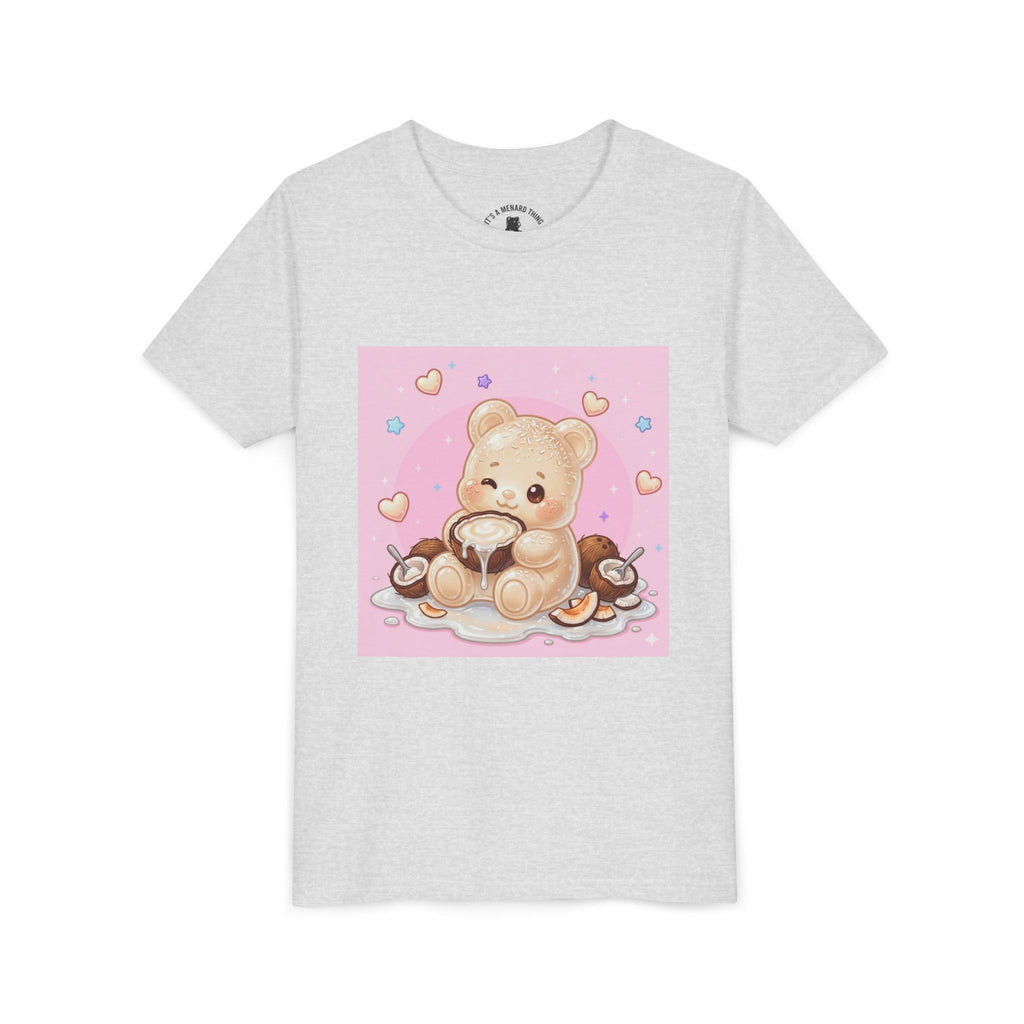 Gooey Gummy Coconut Milk Bear Kids T-Shirt (Pink Hearts)