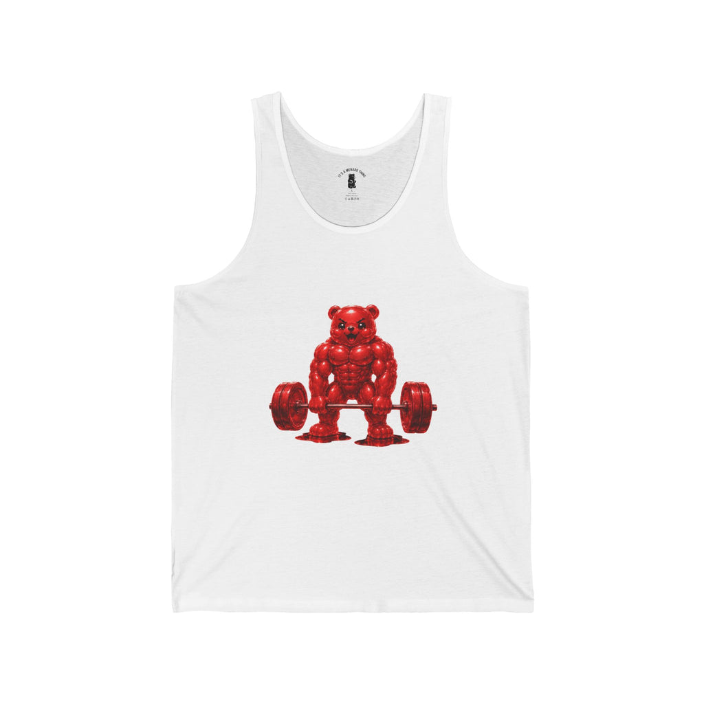 Weightlifting Fitness, Crimson Oozy Buff Bear Gummy Gym Addition- Workout Graphic Shirt