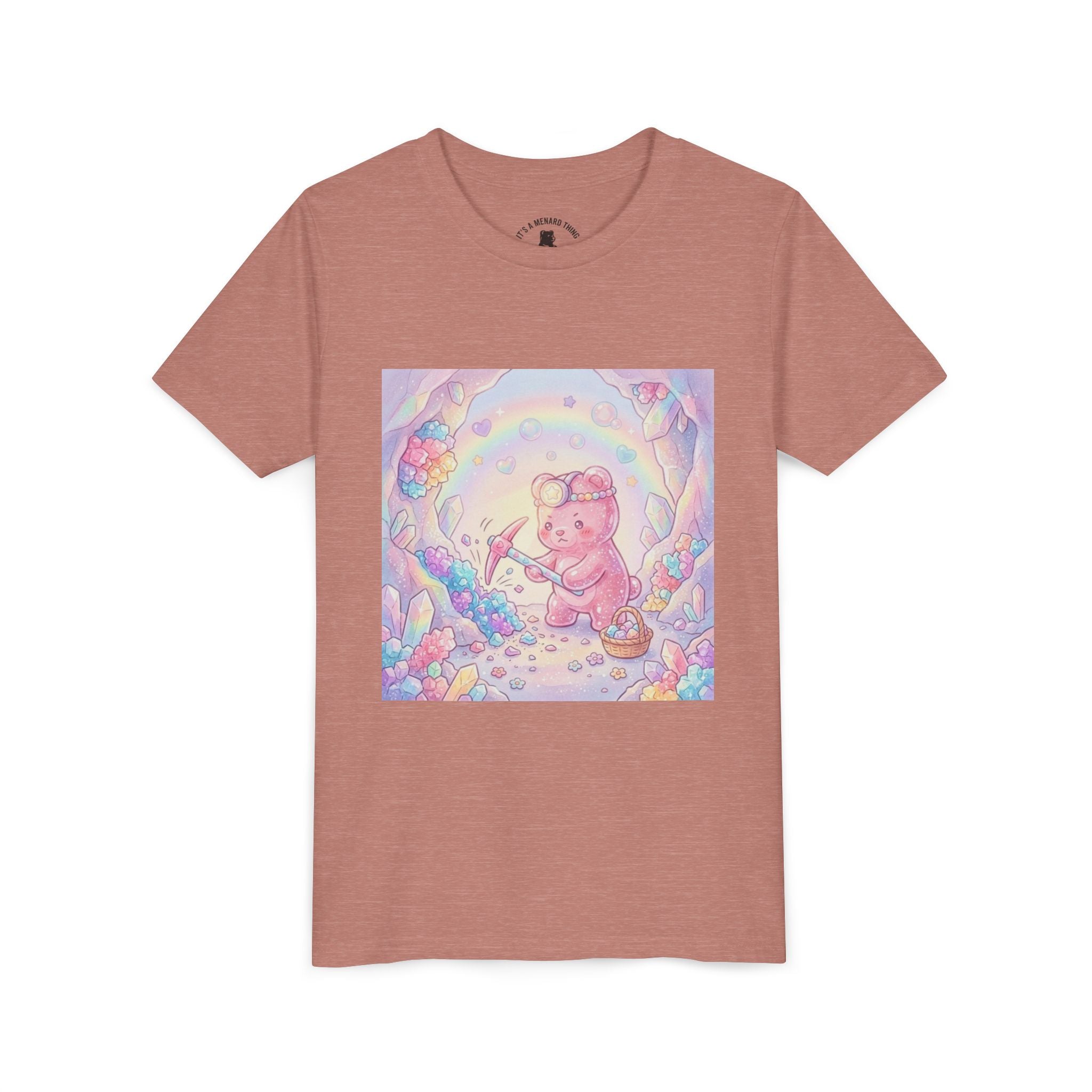 Digging for Crystal Candy Pink Gooey Gummy Bear Illustration
