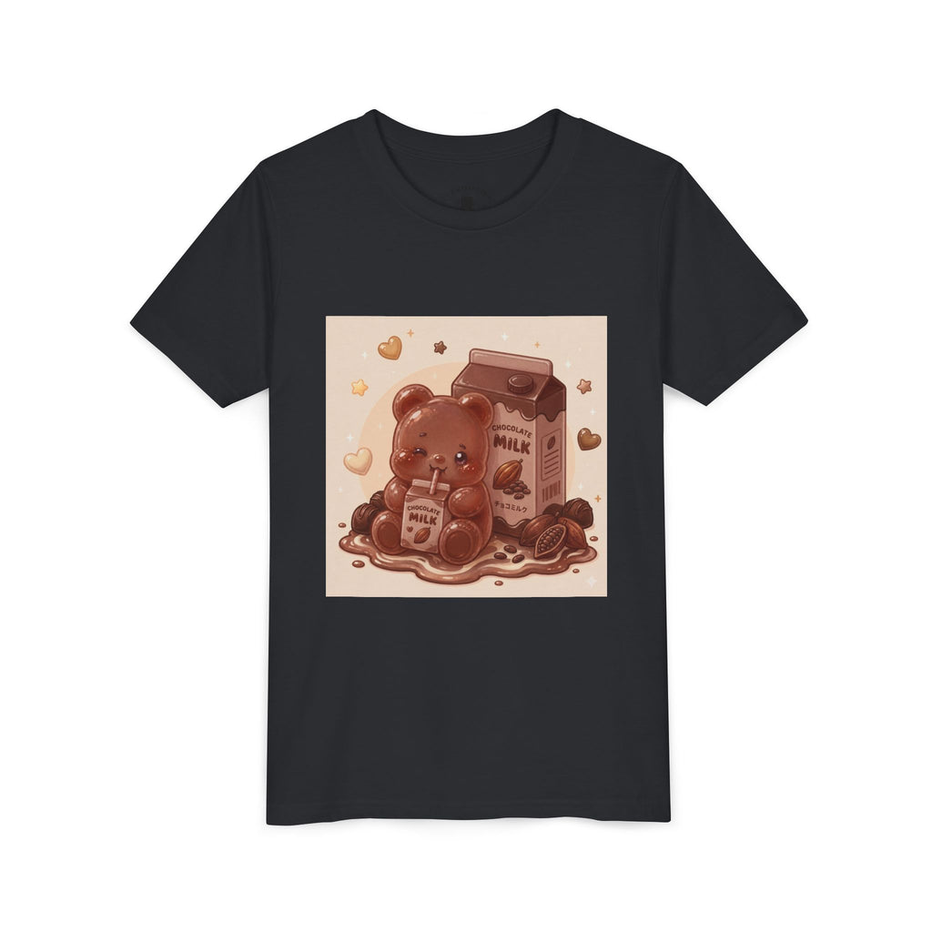 Kids Milk Chocolate Gooey Gummy Bear — Cute Milk Carton Graphic Youth T-Shirt
