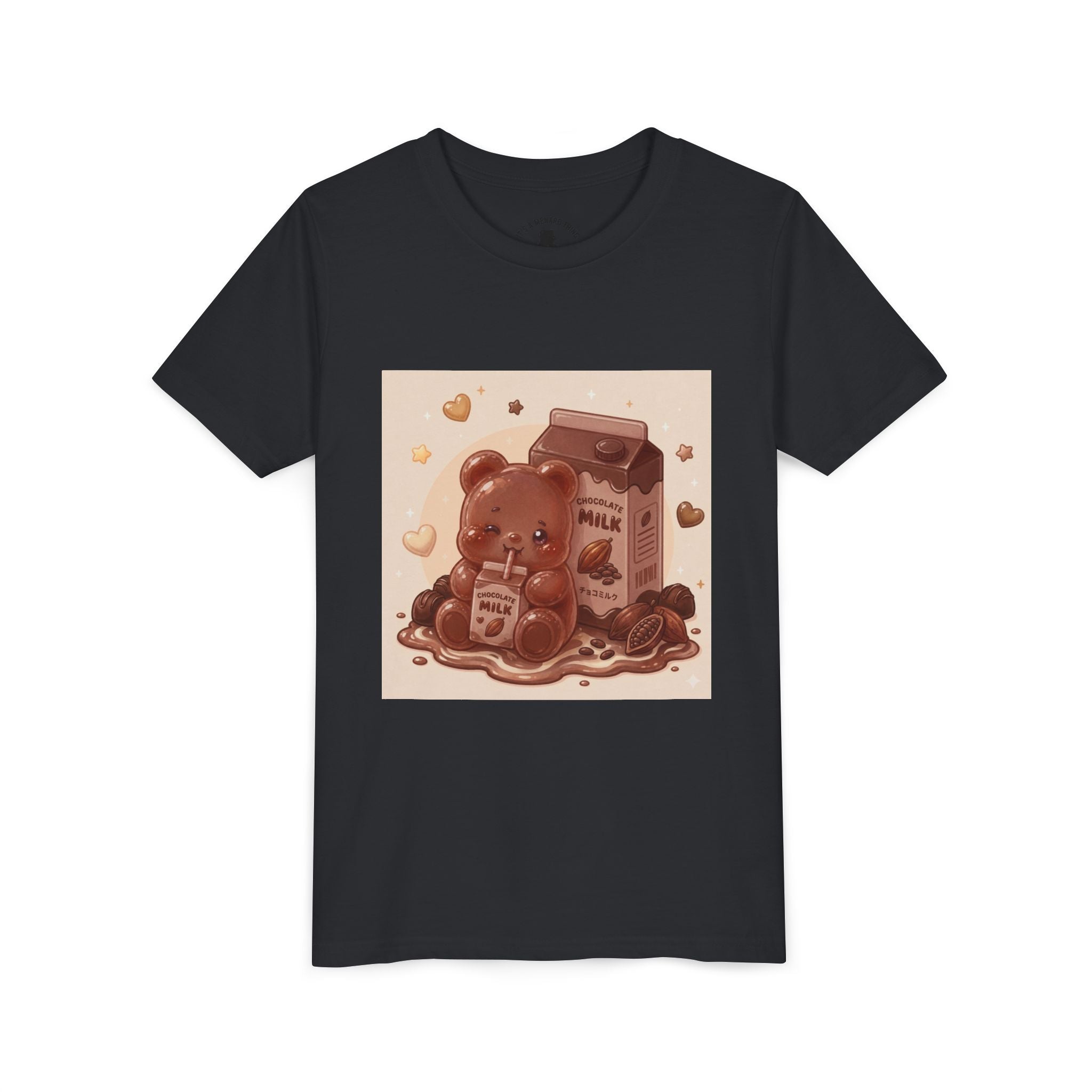 Kids Milk Chocolate Gooey Gummy Bear — Cute Milk Carton Graphic Youth T-Shirt
