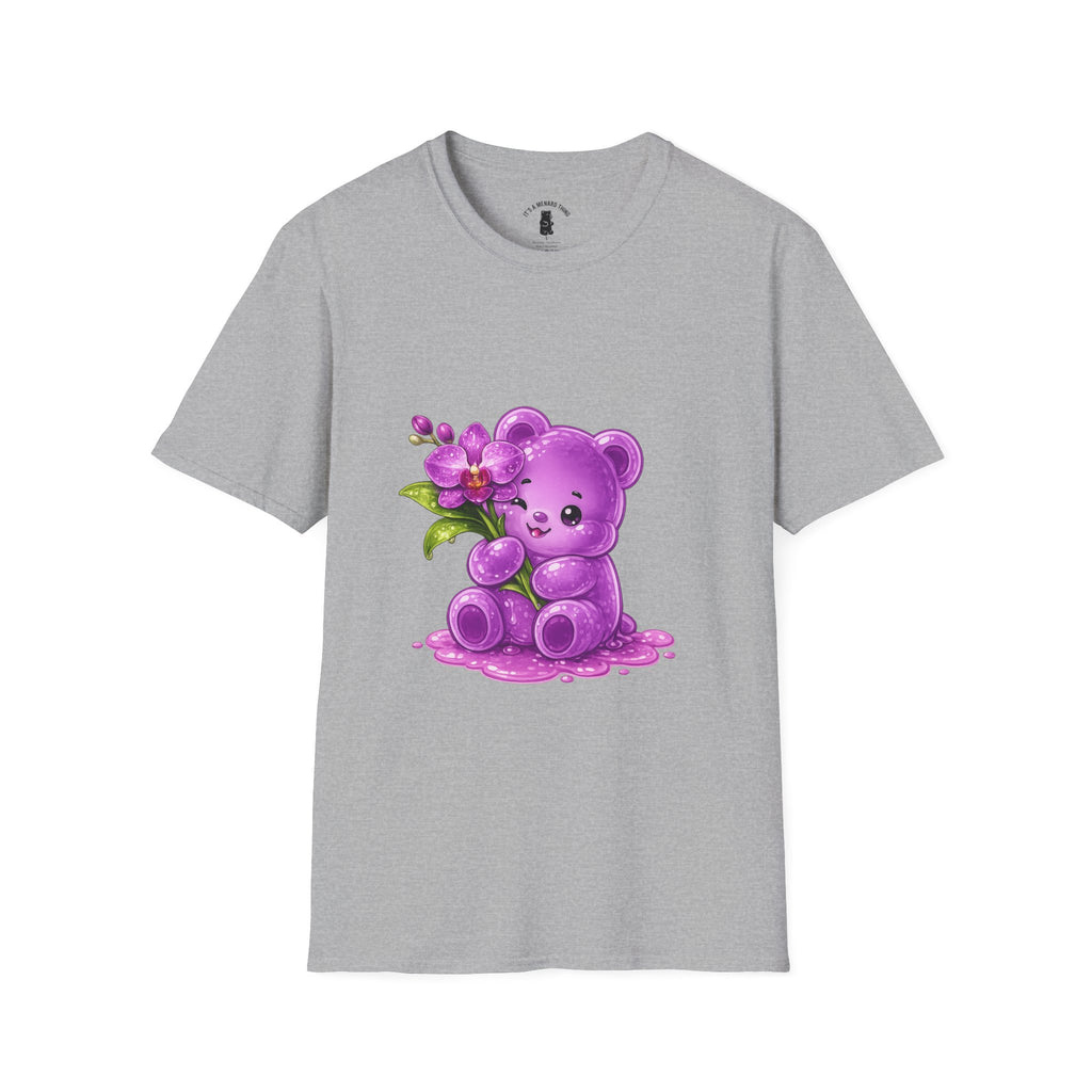 Beautiful Orchid, Purple Oozy Bear Floral Special Gummy Friend- Graphic Shirt