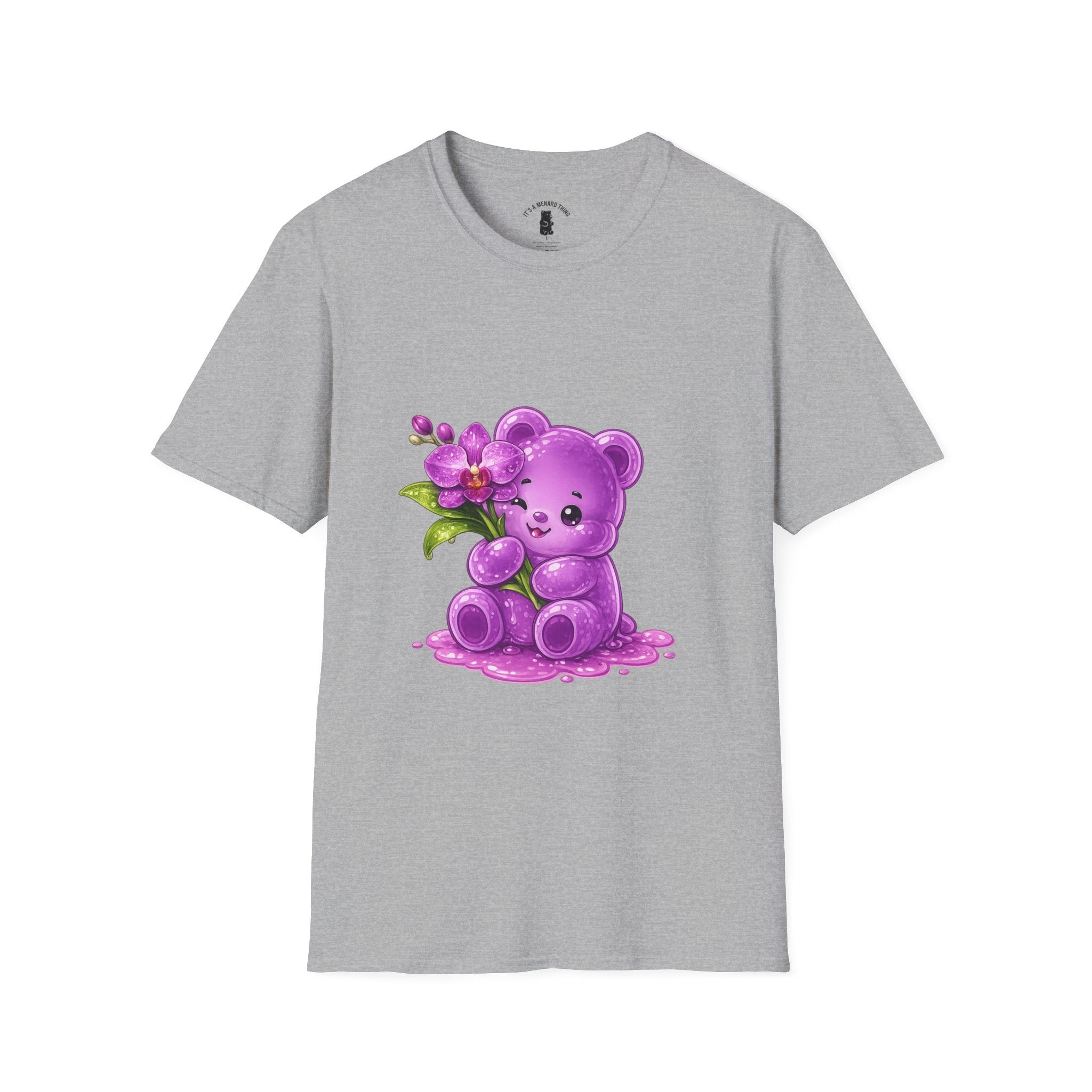 Beautiful Orchid, Purple Oozy Bear Floral Special Gummy Friend- Graphic Shirt