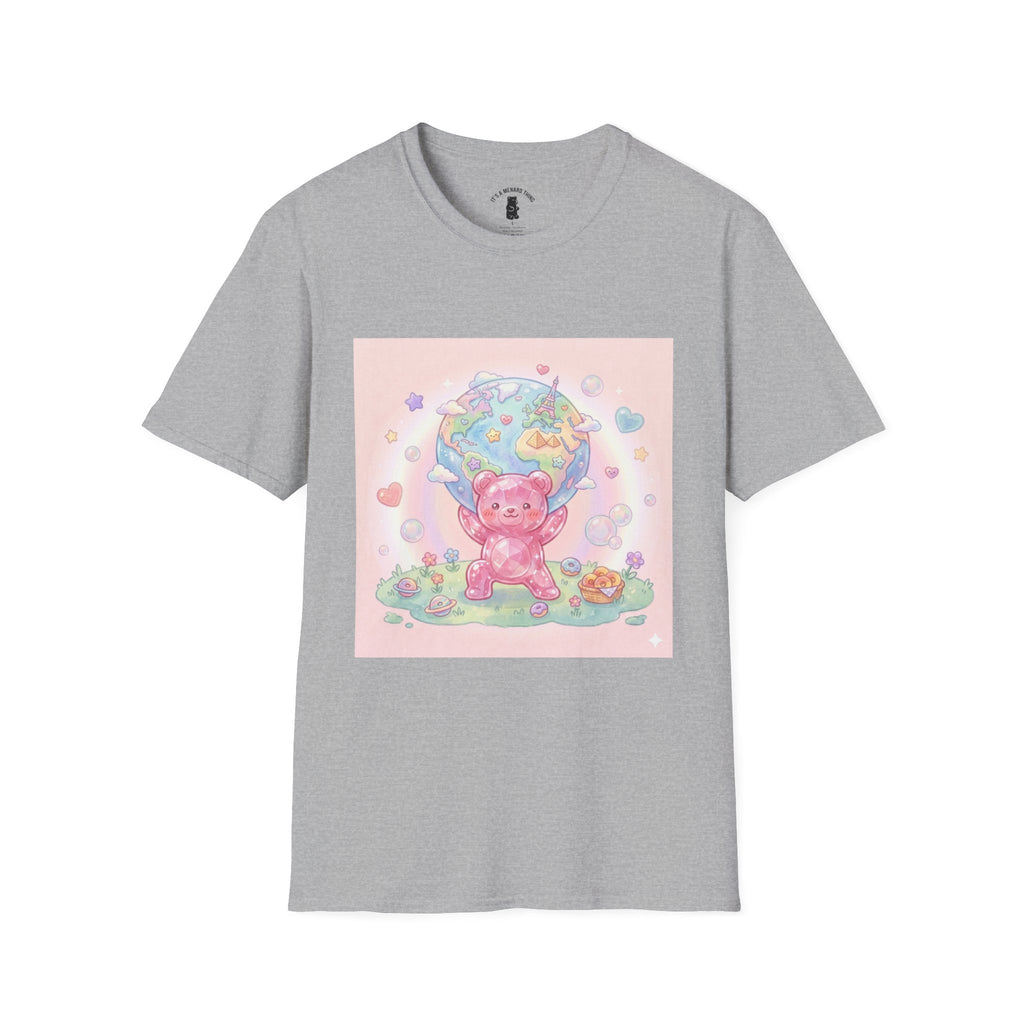 World Atlas, Pink Crystal Gooey Gummy Bear — Pastel Graphic T-Shirt
