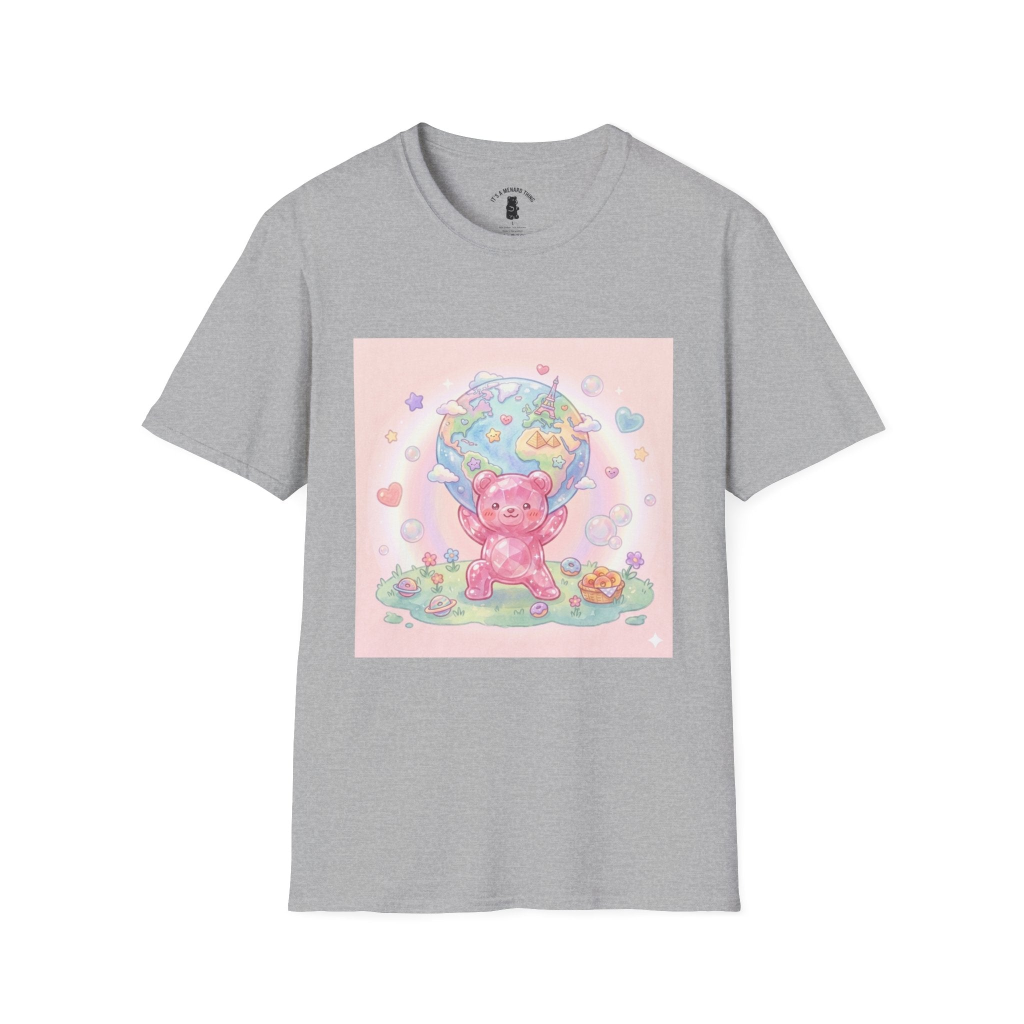 World Atlas, Pink Crystal Gooey Gummy Bear — Pastel Graphic T-Shirt
