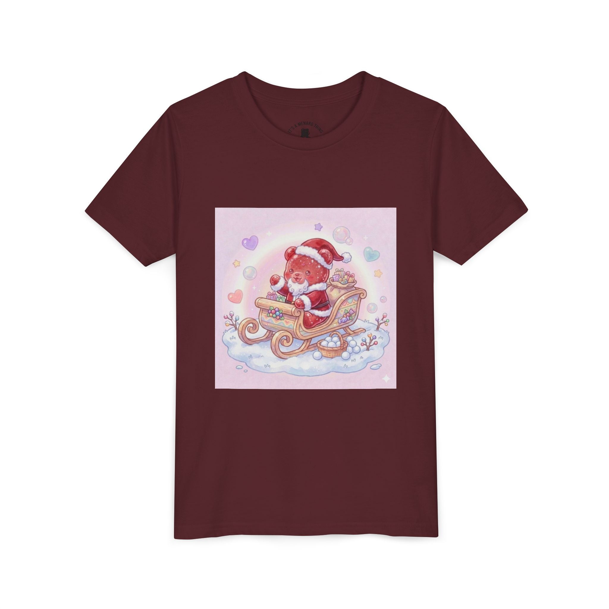 Cute Gooey Gummy Red Santa in Sleigh Holiday Shirt