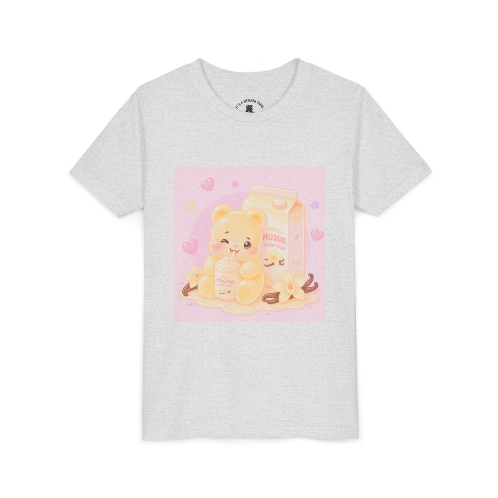 Vanilla Milk Shake Gooey Gummy Youth Tee — Kawaii Pastel Kids T‑Shirt