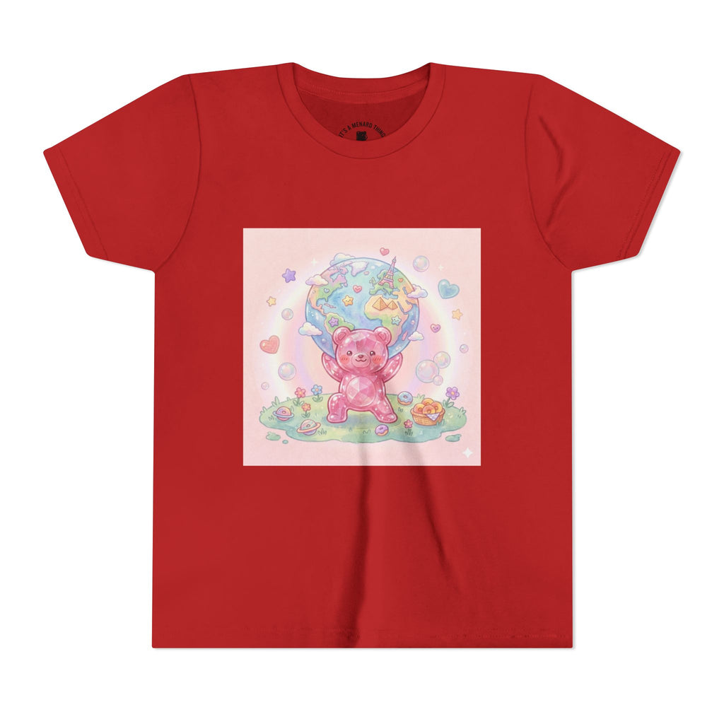 World Atlas, Weight of the Gummy World Pink Gooey Bear- Pastel Graphic Youth T-Shirt