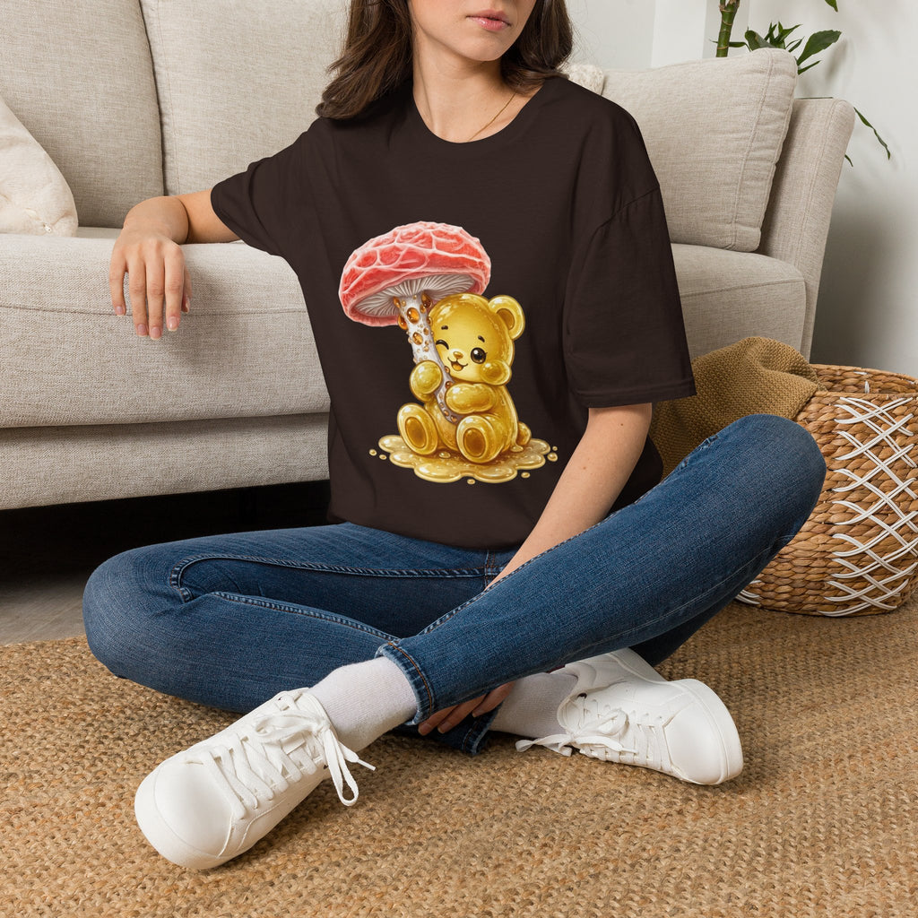 Sticky Strange Orange Mushroom, Yellow Oozy Bear Gummy- Graphic shirt