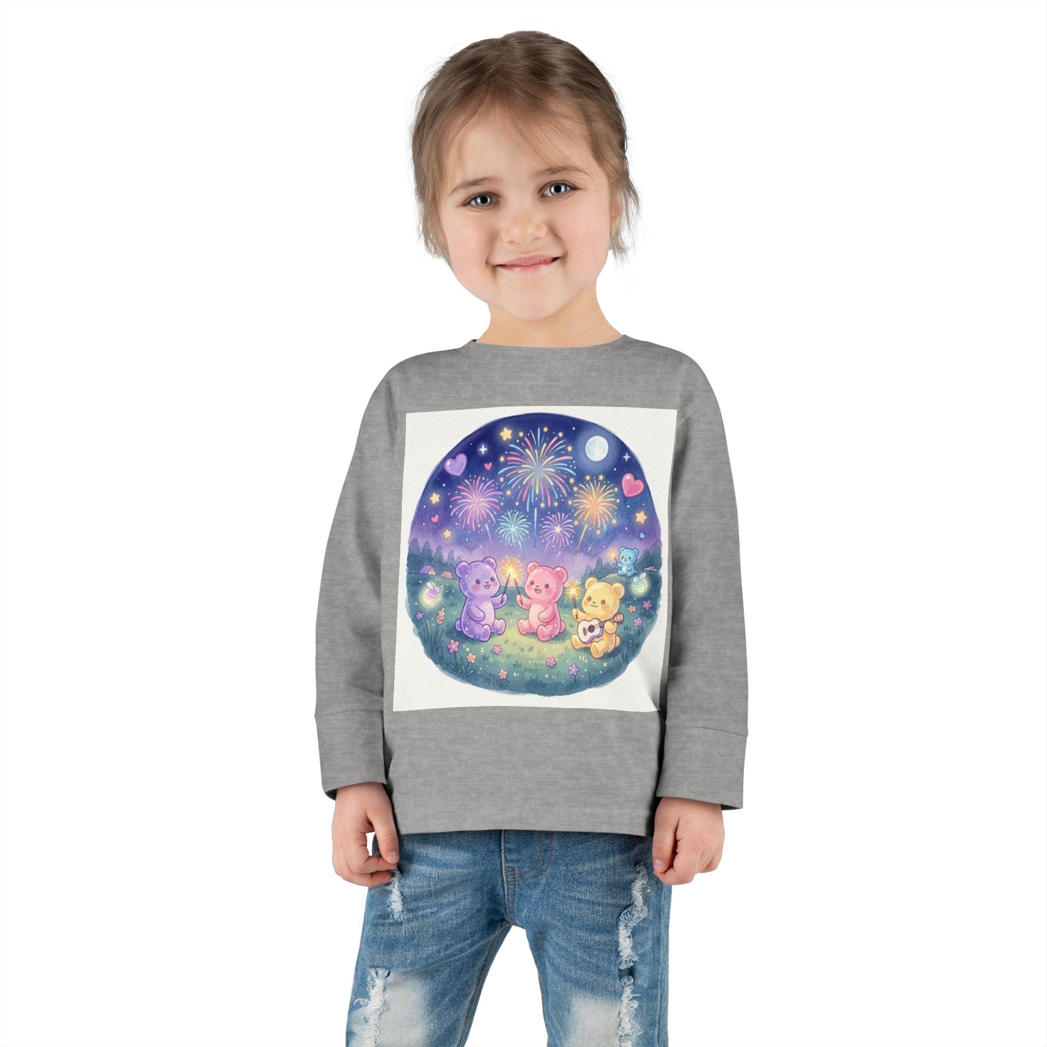Watching Fireworks In the Night Sky, Oozy Bear Friend Group- Graphic Long Sleeve Shirt