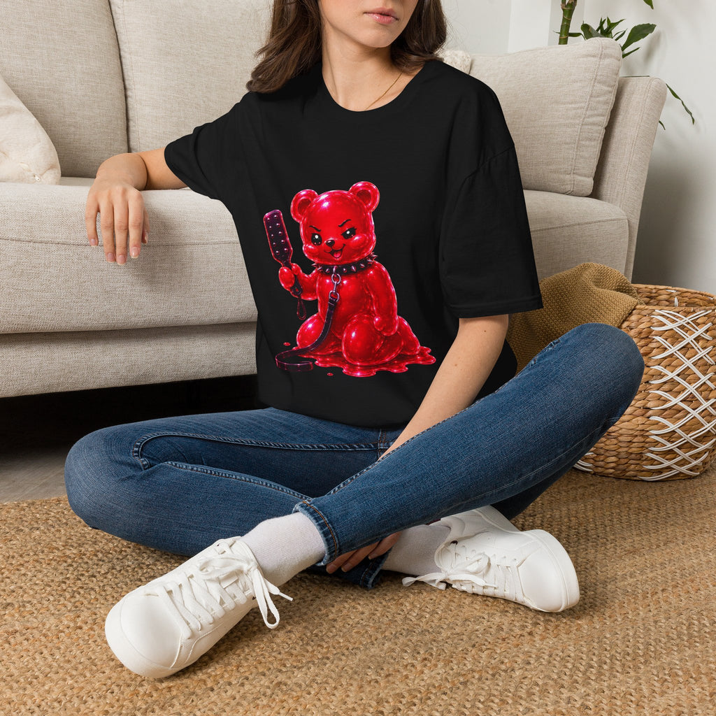 Crimson Red Oozy Bear Gummy Freak with Spank Paddle- Graphic Shirt (Adult Only!)