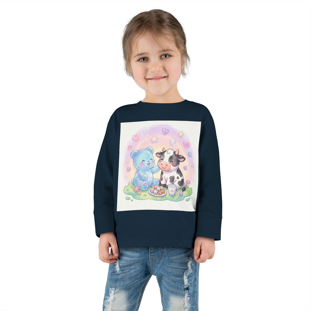 Milk & Cookies, Cow and Oozy Gummy Bear Friend- Graphic Long Sleeve Shirt