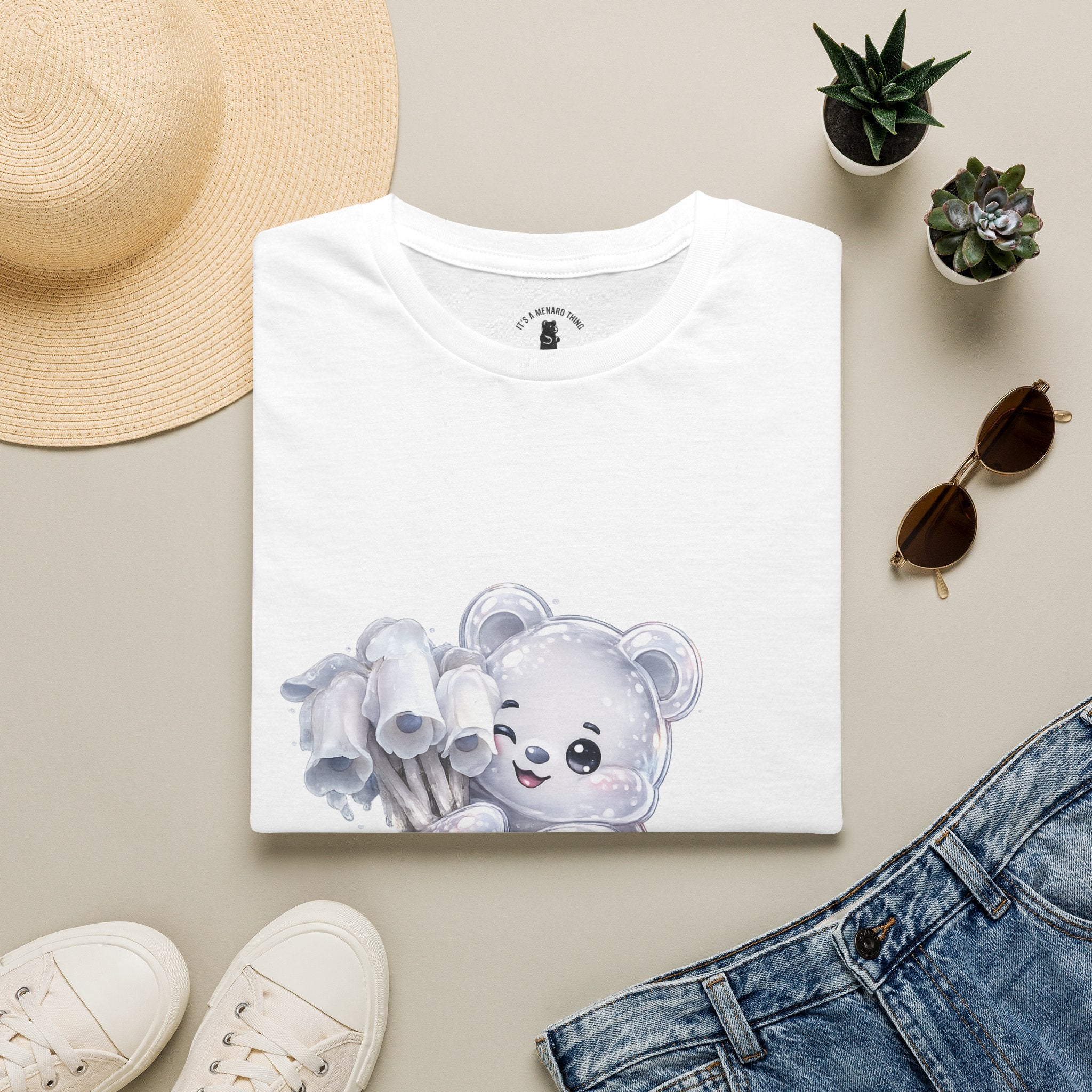 Special Ghost Pipe Mushroom Cluster, White Oozy Bear Gummy Friend- Graphic Shirt