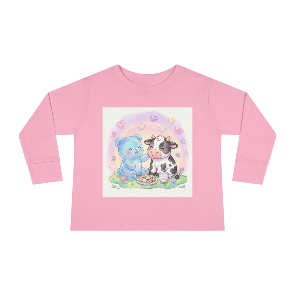 Milk & Cookies, Cow and Oozy Gummy Bear Friend- Graphic Long Sleeve Shirt
