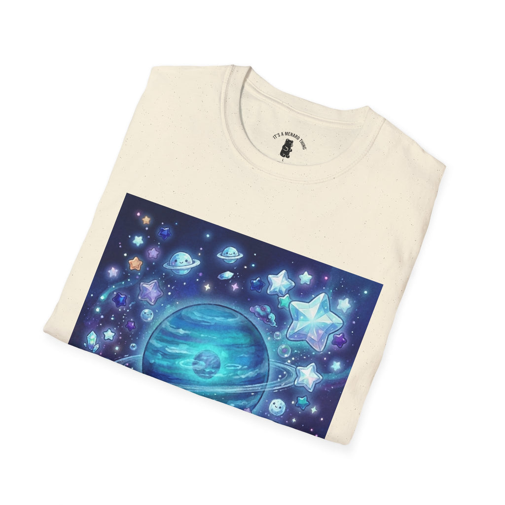 Lets Swim on Neptune, Blue Crystal Gooey Gummy Bear- Kawaii Graphic T-Shirt