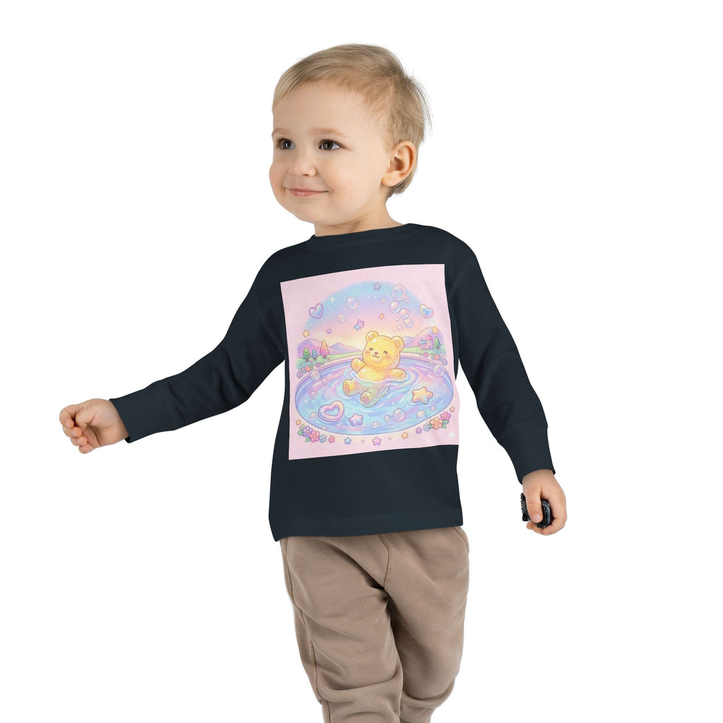 Solo Swim Time, Yellow Oozy Bear Friend- Graphic Long Sleeve Shirt