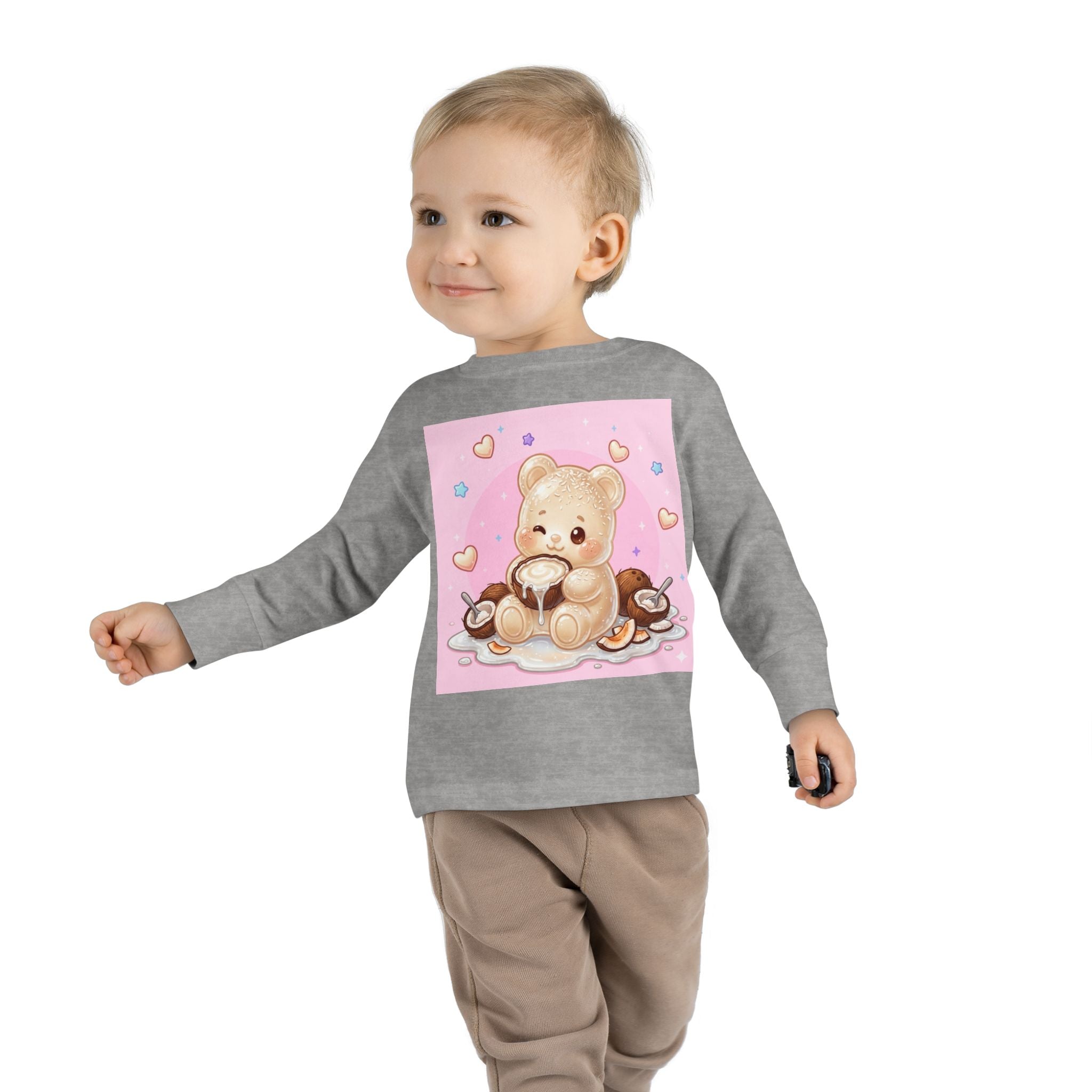 Coconut Milk, White Oozy Bear Gummy Friend- Kids Long Sleeve Shirt