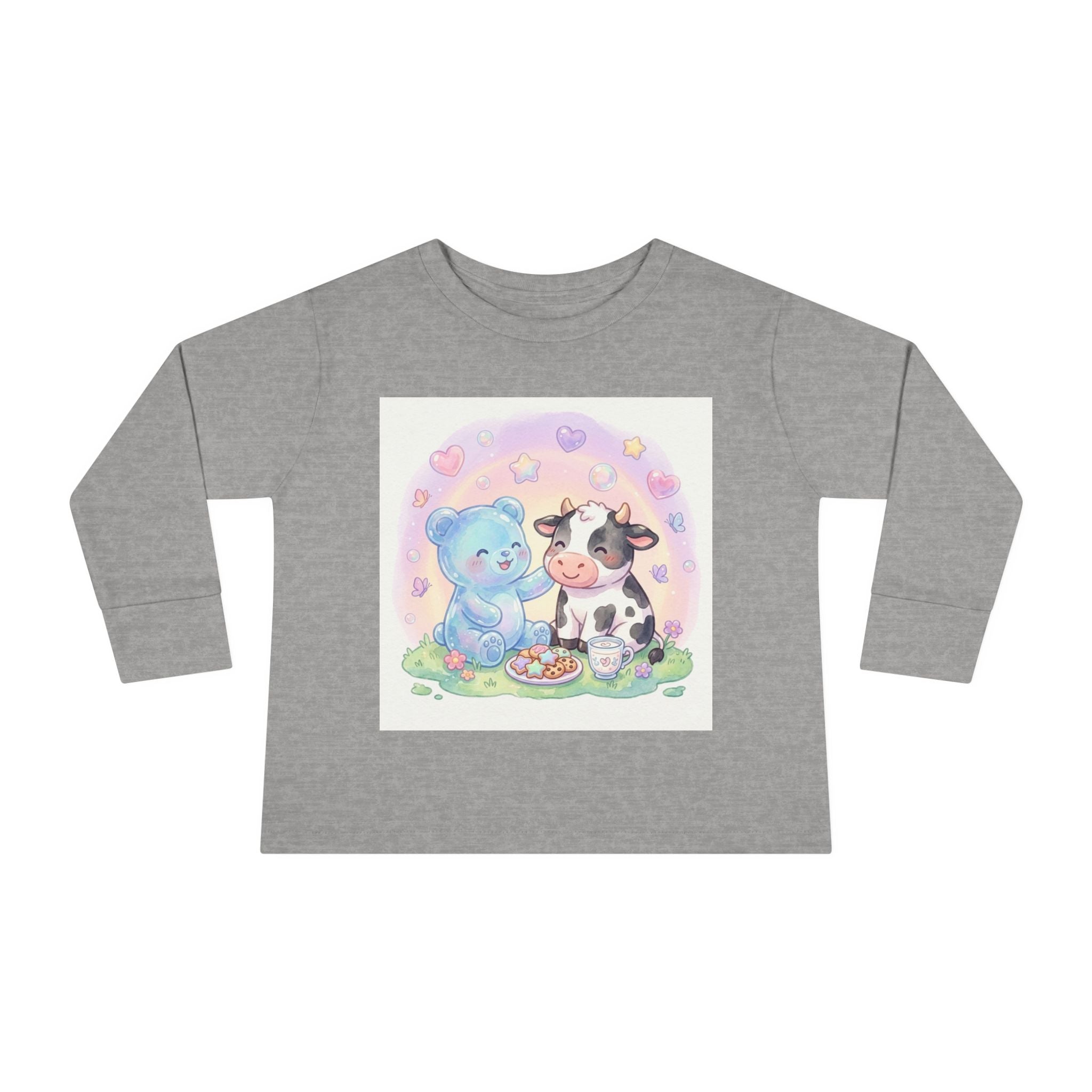 Milk & Cookies, Cow and Oozy Gummy Bear Friend- Graphic Long Sleeve Shirt