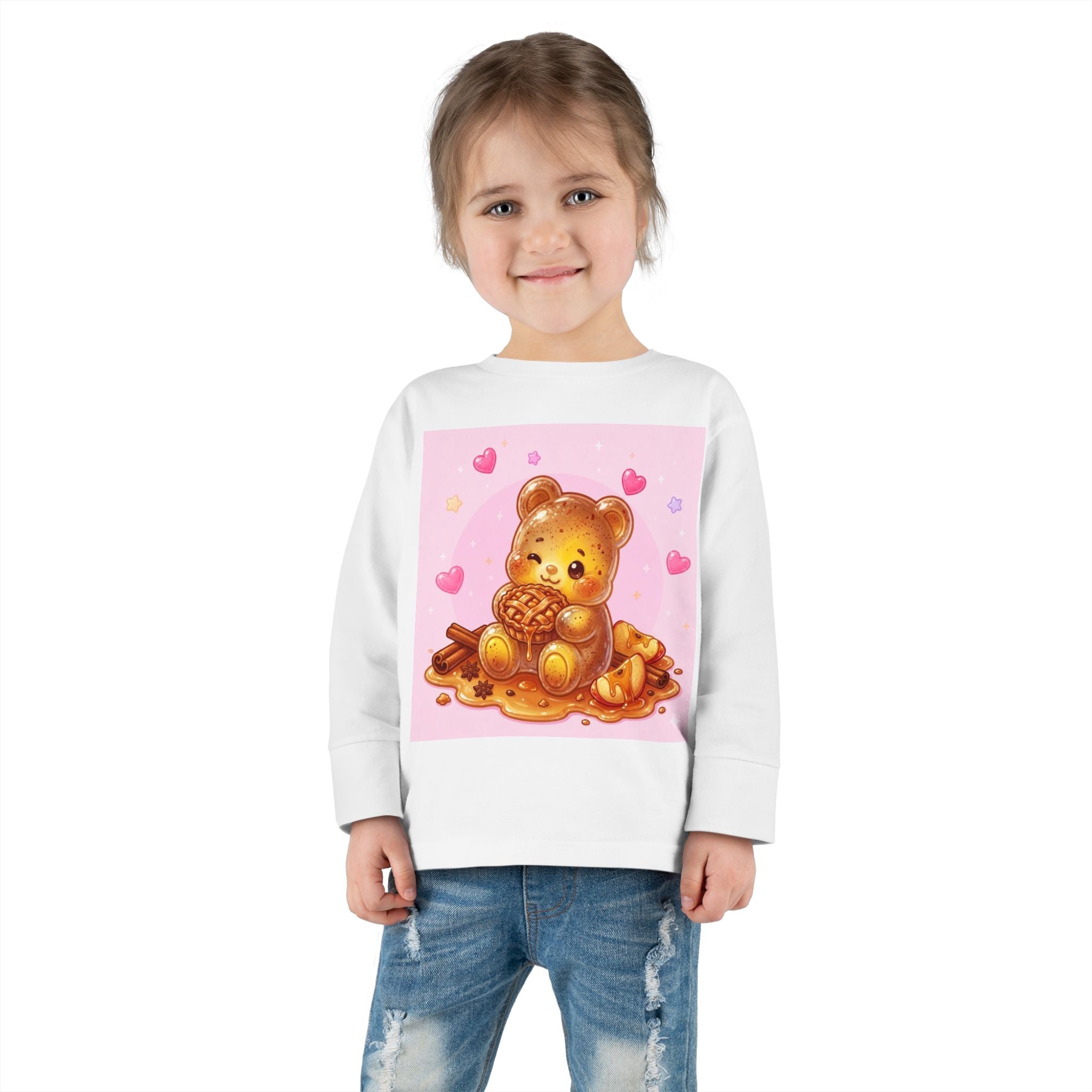 Cinnamon Sweet Fresh Apple Pie, Oozy Bear Gummy Friend- Kids Long Sleeve Shirt