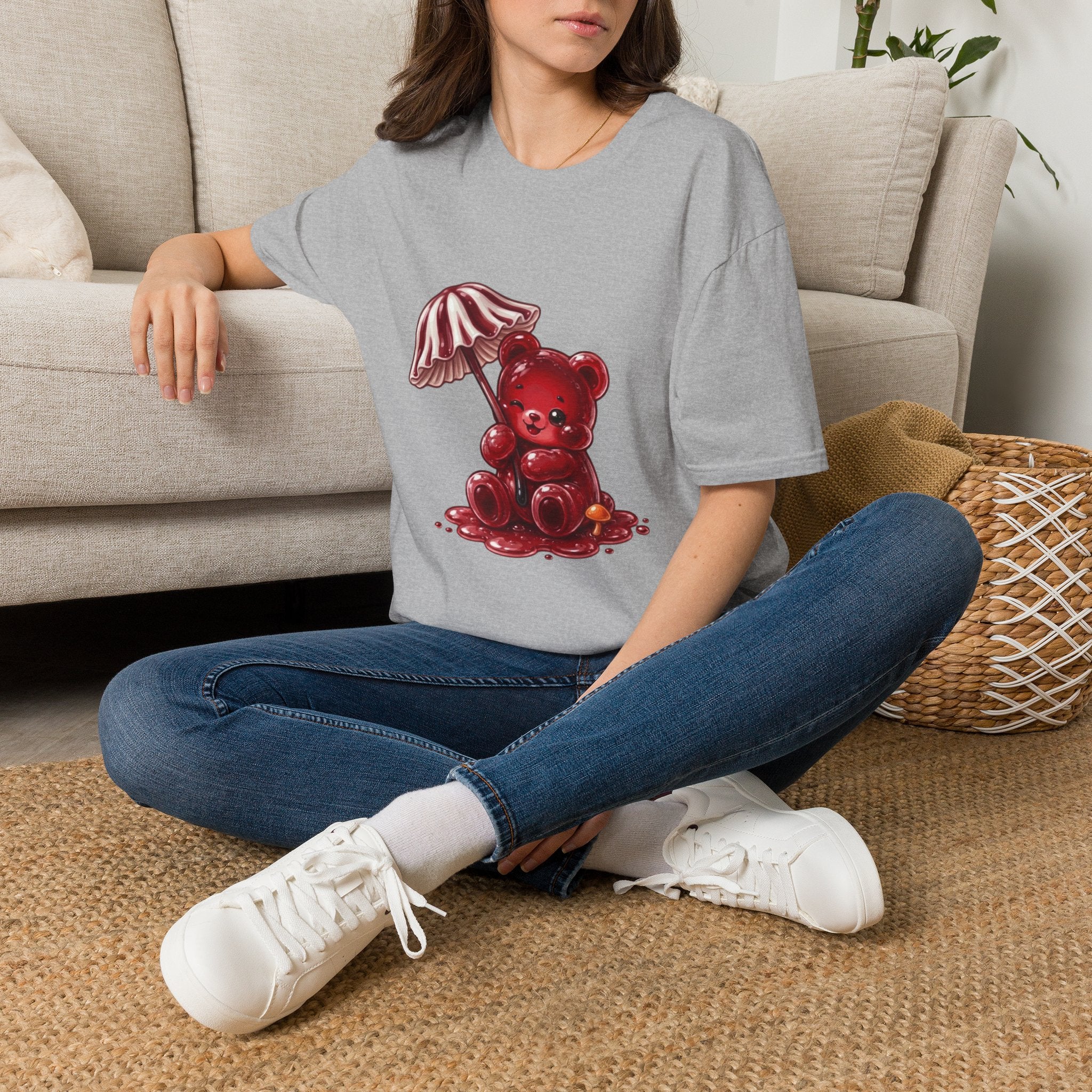Special Red Stripped Mushroom Umbrella, Oozy Bear Gummy Friend- Graphic Shirt