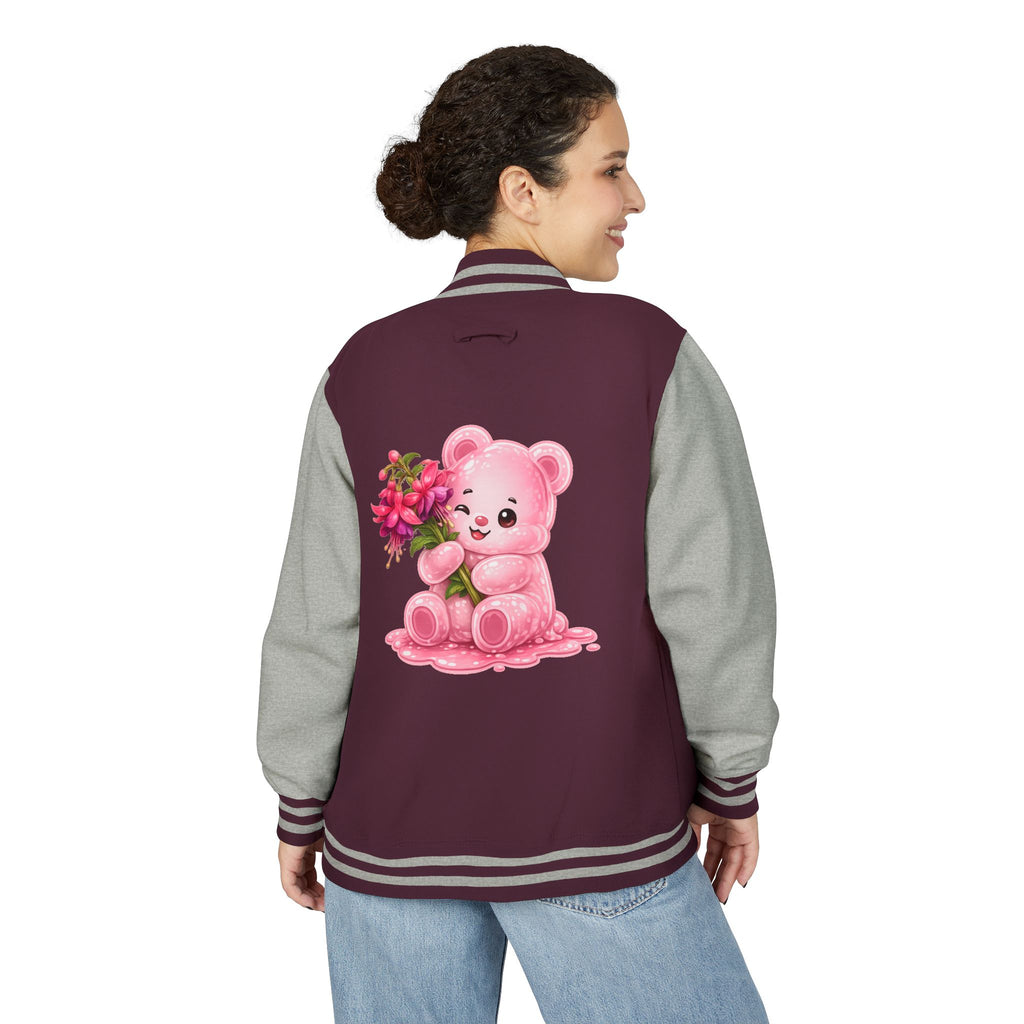 Special Pink Flowers, Pale Oozy Bear Gummy Friend- Lettermen Graphic Jacket