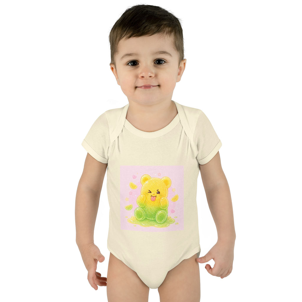 Sour Silly Gummy Gooey Lemon-Lime Bear Illustration Infant Onesie