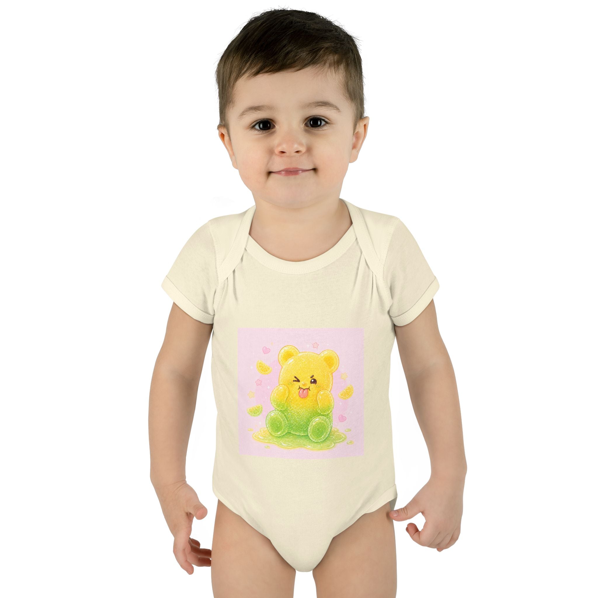 Sour Silly Gummy Gooey Lemon-Lime Bear Illustration Infant Onesie