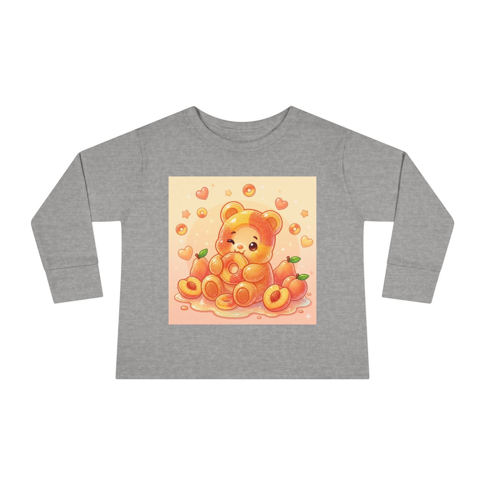 Sweet Peach Ring Candy, Oozy Bear Gummy Friend- Kids Long Sleeve Shirt