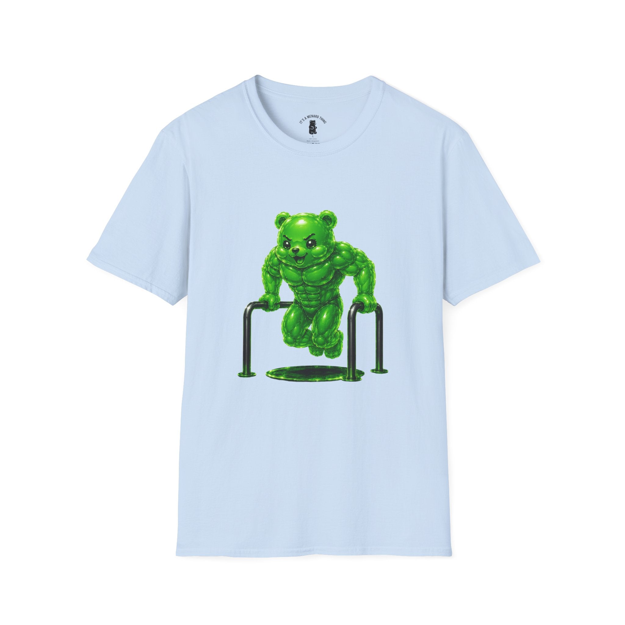 Bar Lifting Workout, Emerald green Oozy Buff Bear Gym Special- Adult Graphic Shirt (18+)