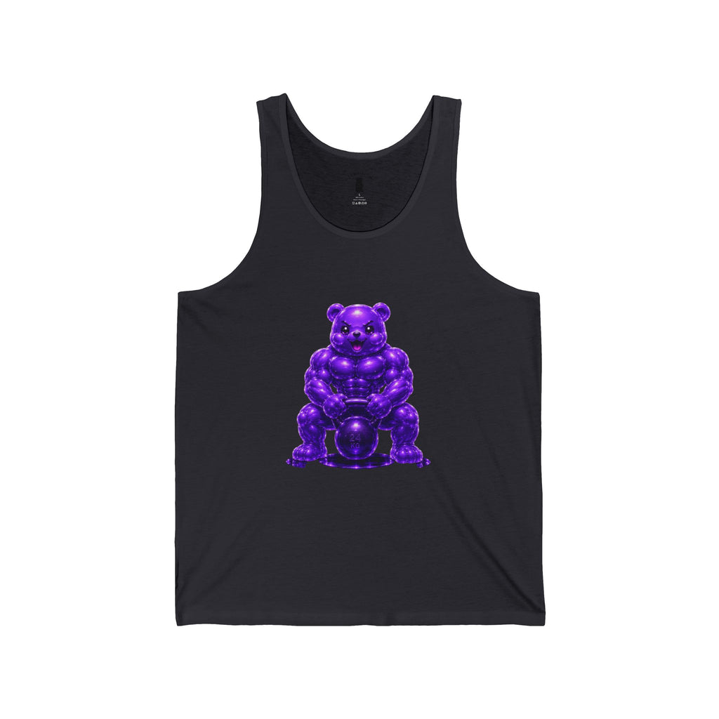 Workout Fitness, Weightlifting Kettlebell Violet Oozy Buff Bear Gummy Gym Addition- Graphic Tank Top