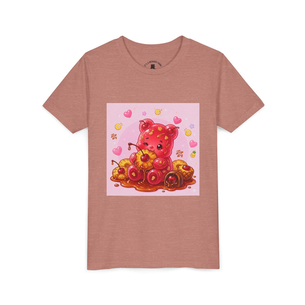 Cherry & Pineapple Gooey Gummy Bear Heart Graphic Youth T-Shirt