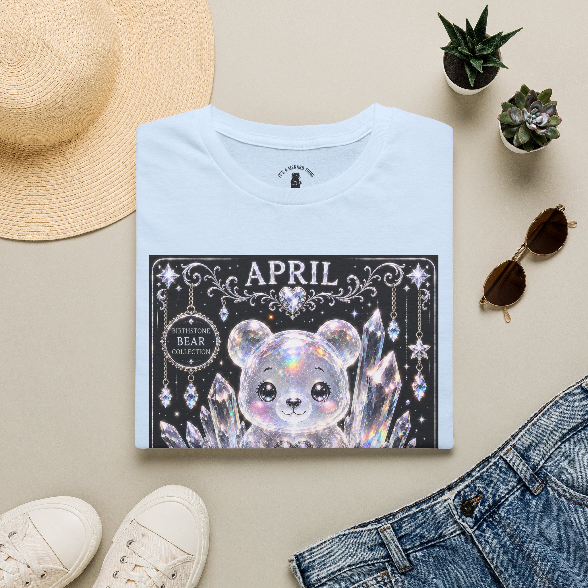 April, Diamond Birthstone Crystal Oozy Bear Friend Special Addition- Graphic Shirt