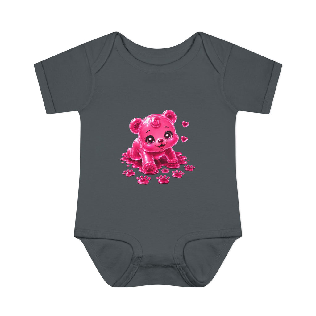 Messy Play Time, Crawling Steps Pink Oozy Baby Gummy Bear Cutie Addition- Graphic Onesie