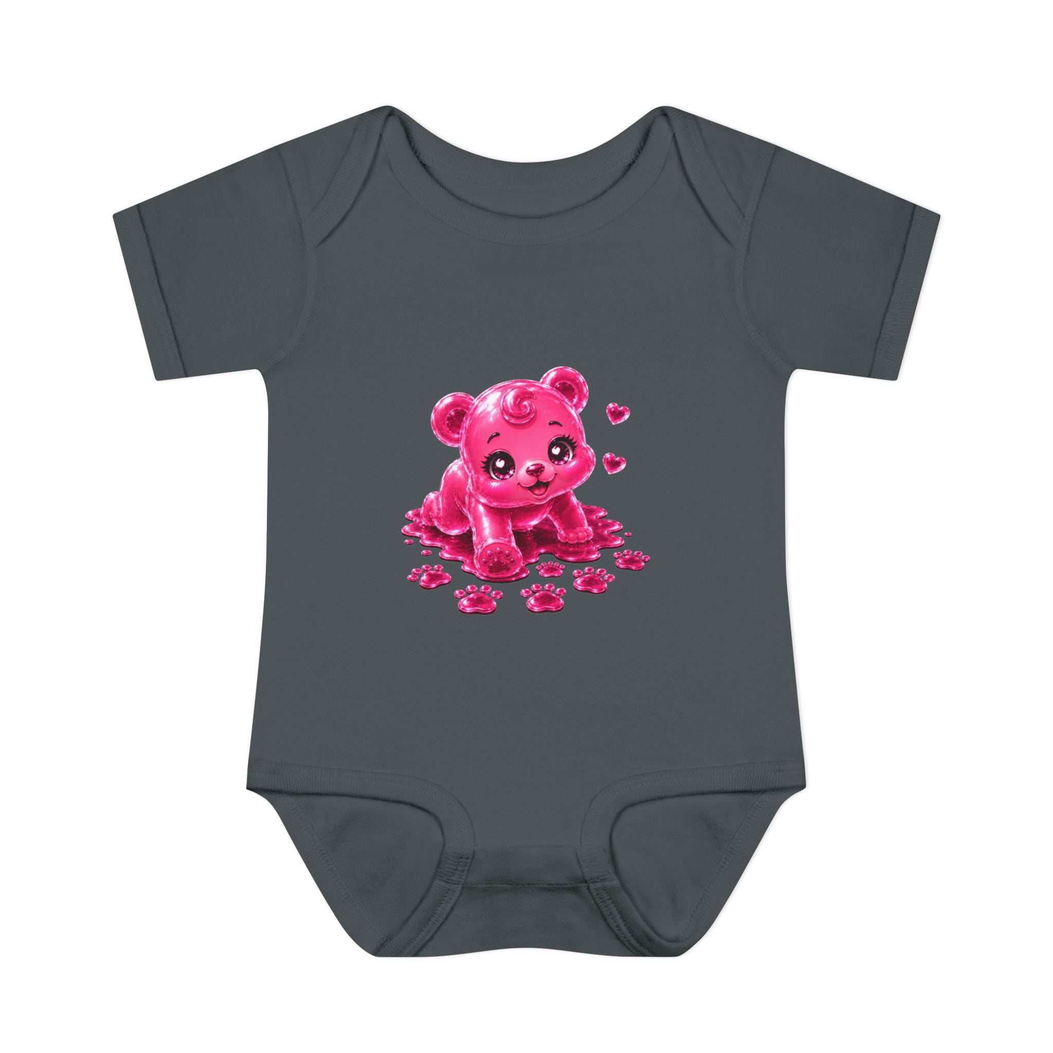 Messy Play Time, Crawling Steps Pink Oozy Baby Gummy Bear Cutie Addition- Graphic Onesie