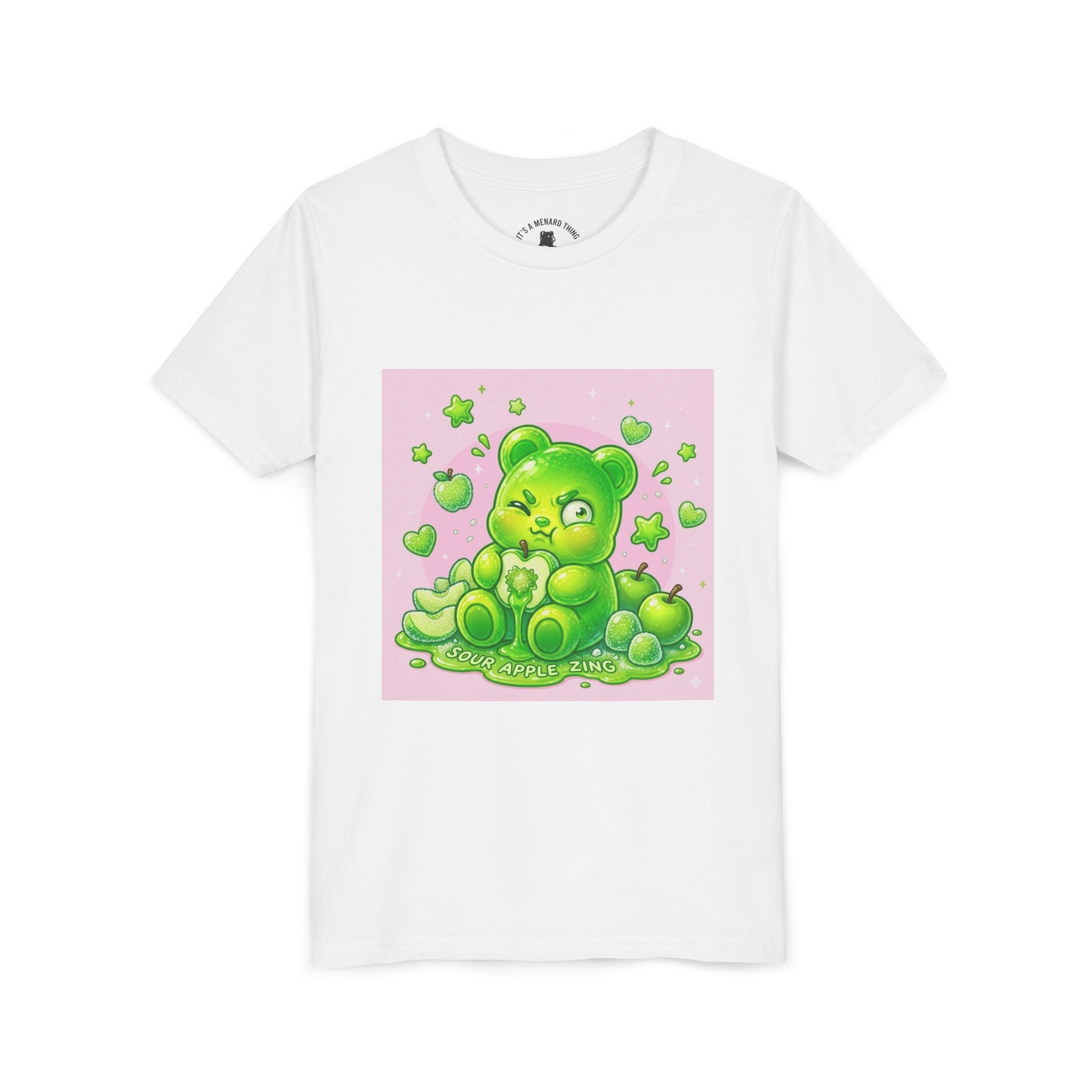Neon Green Sour Apple Gooey Gummy Bear Graphic Youth Shirt